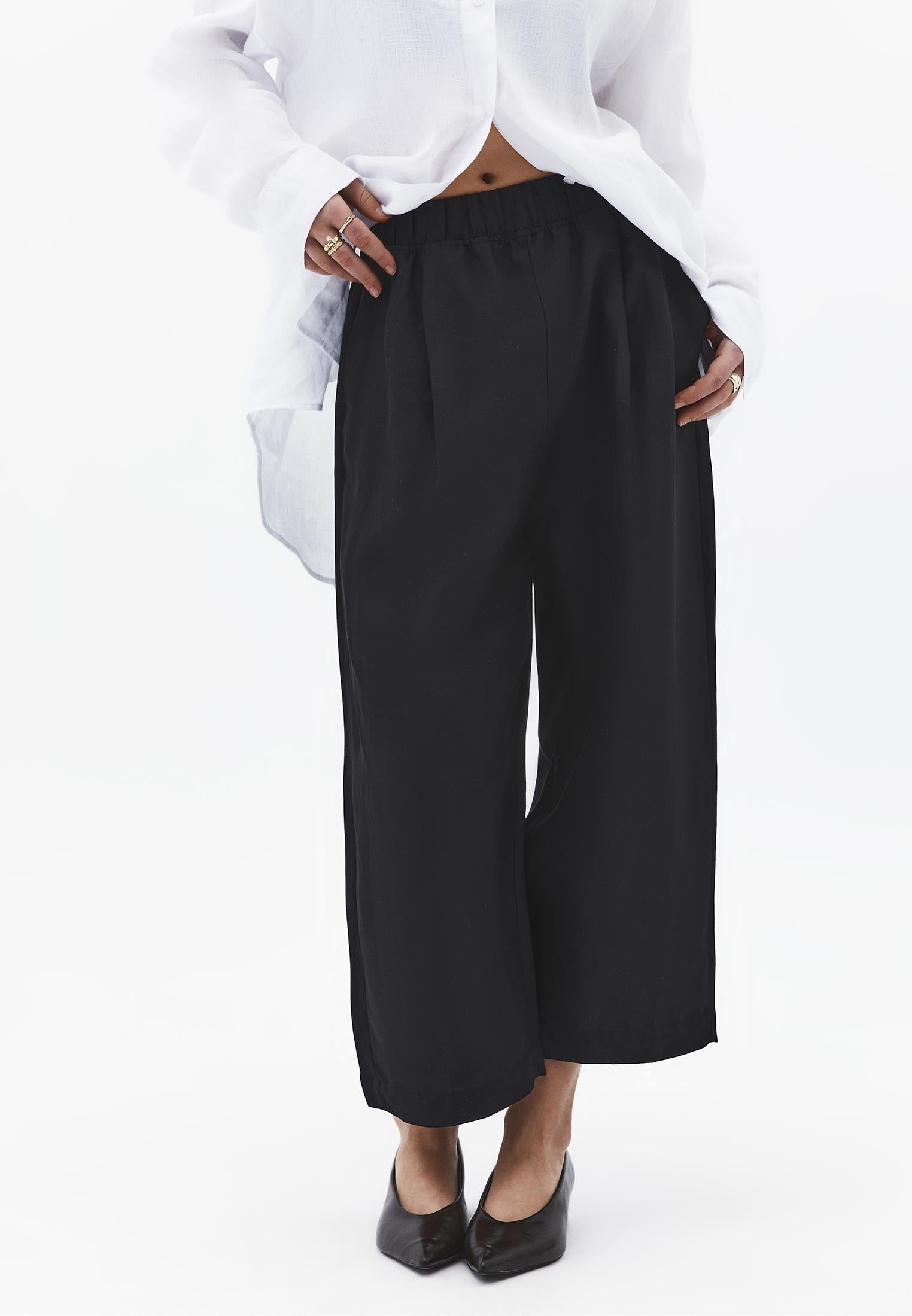 High Waist Carrot Leg Balloon Pants - BLACK