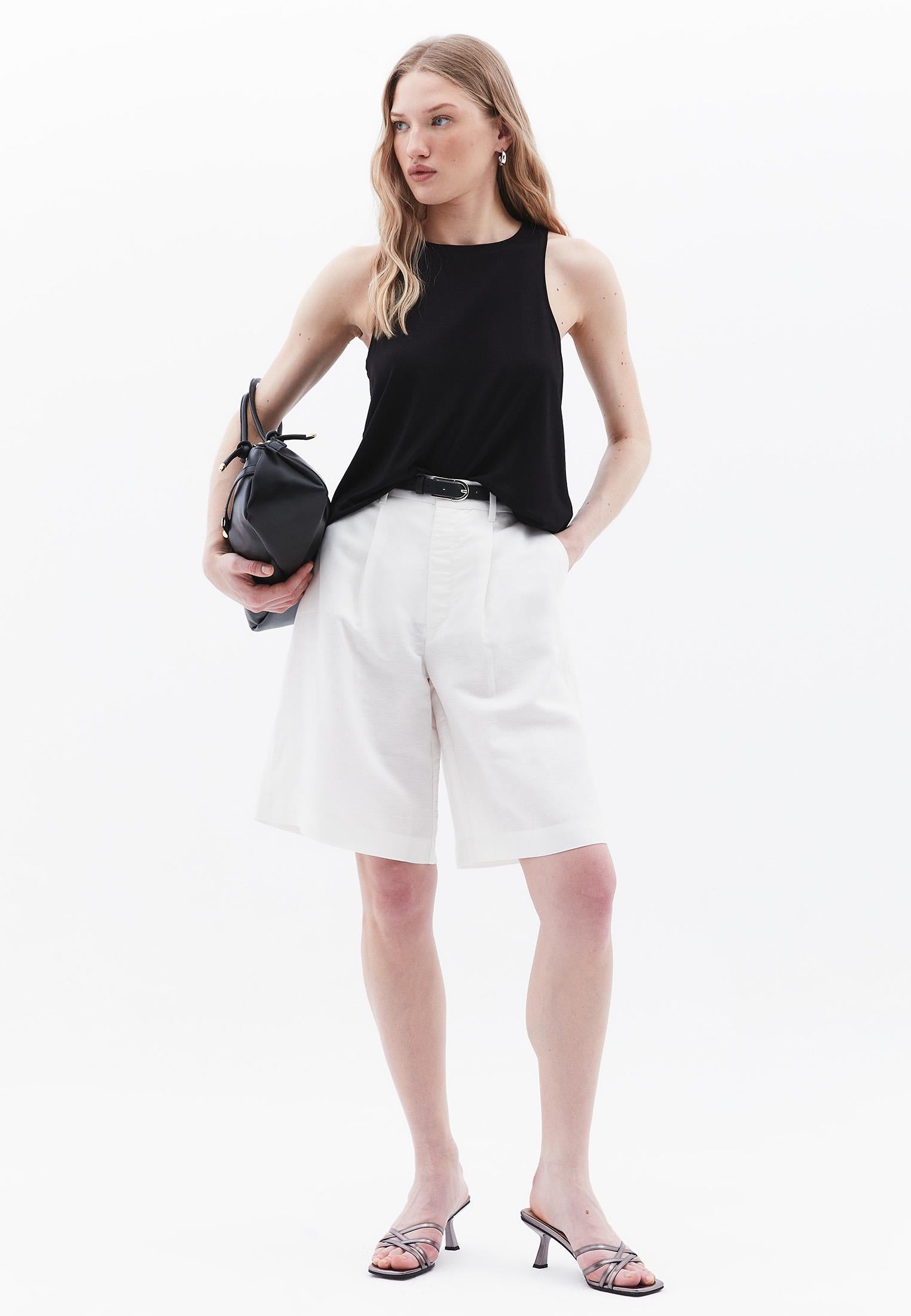 Loose Halter Neck Tank Top - BLACK