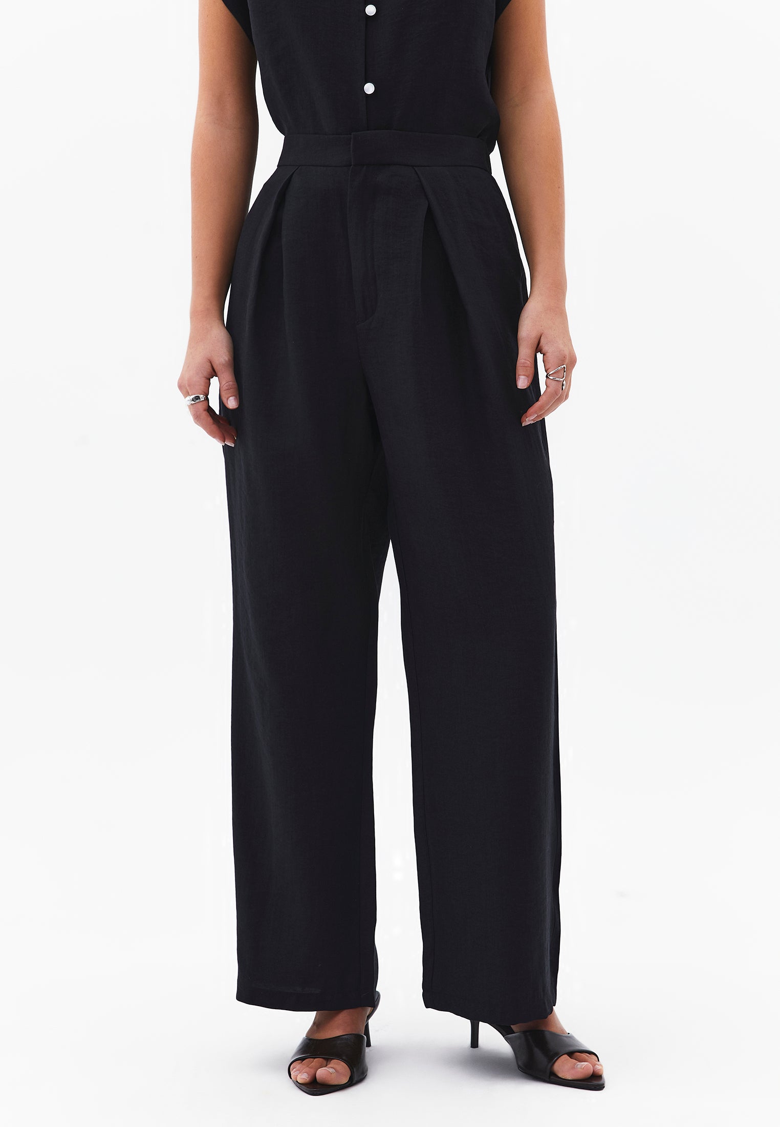 Wide Leg Pants - BLACK
