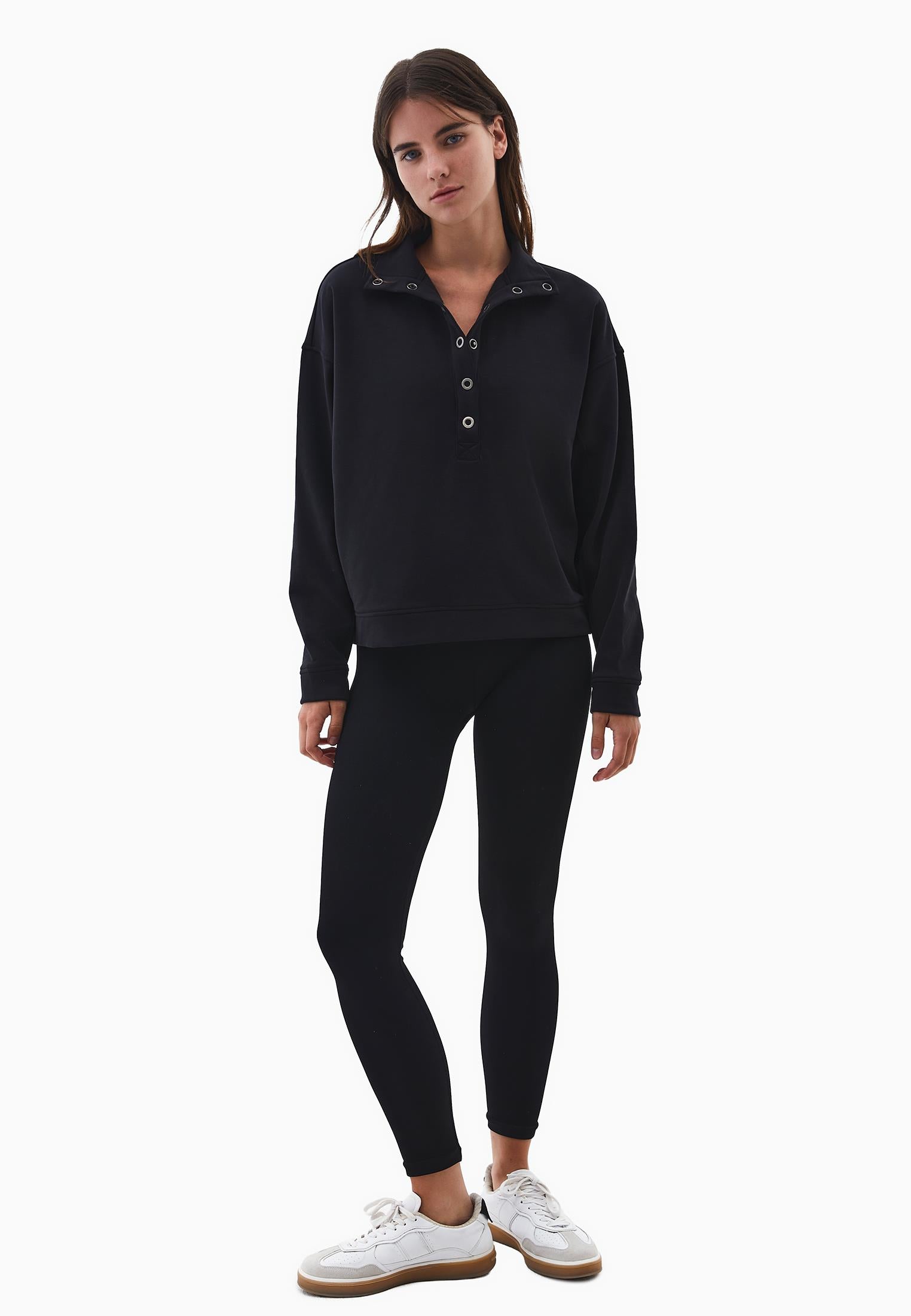 High Neck Sweatshirt - BLACK