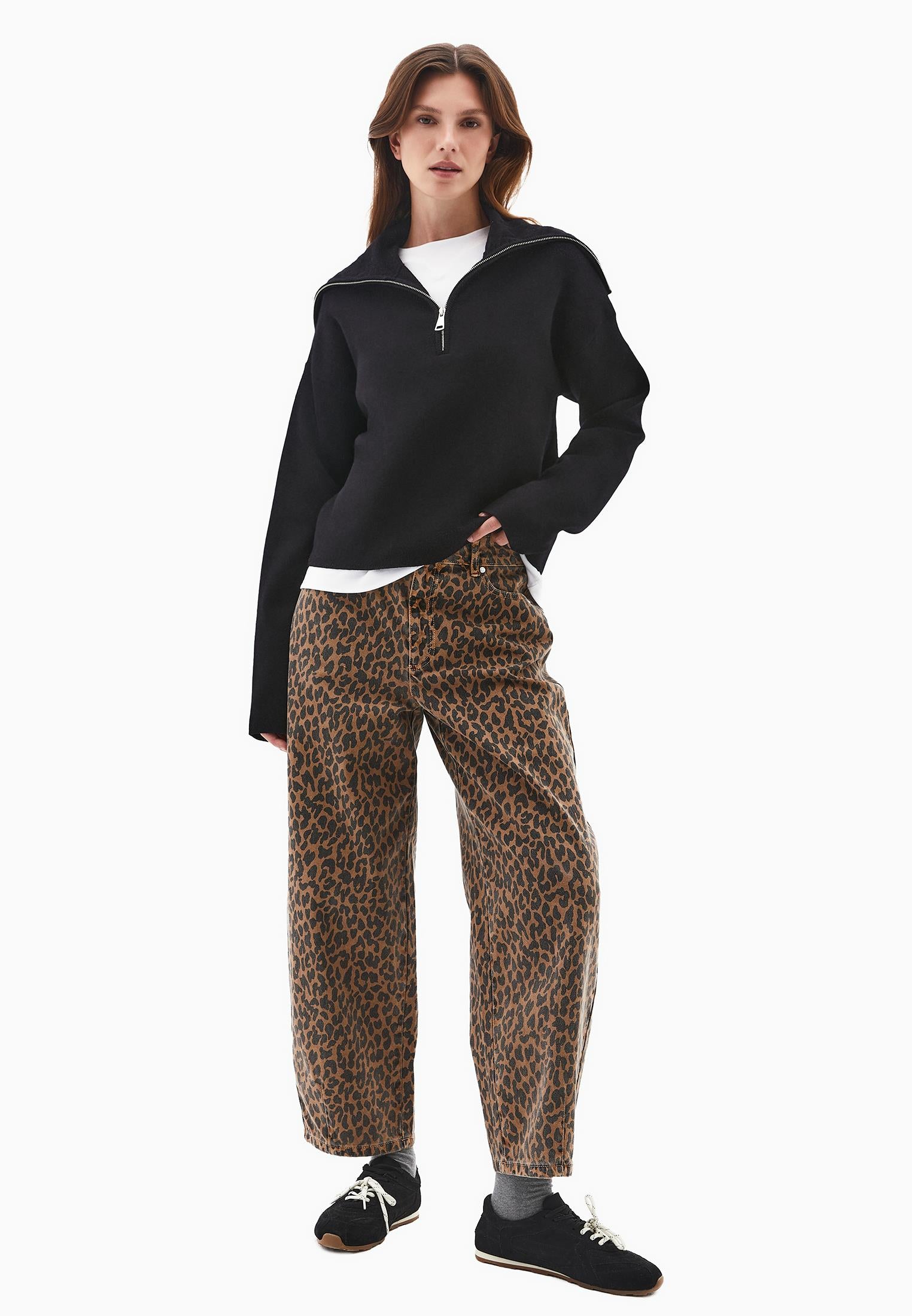 Polo Neck Viscose Sweater - BLACK