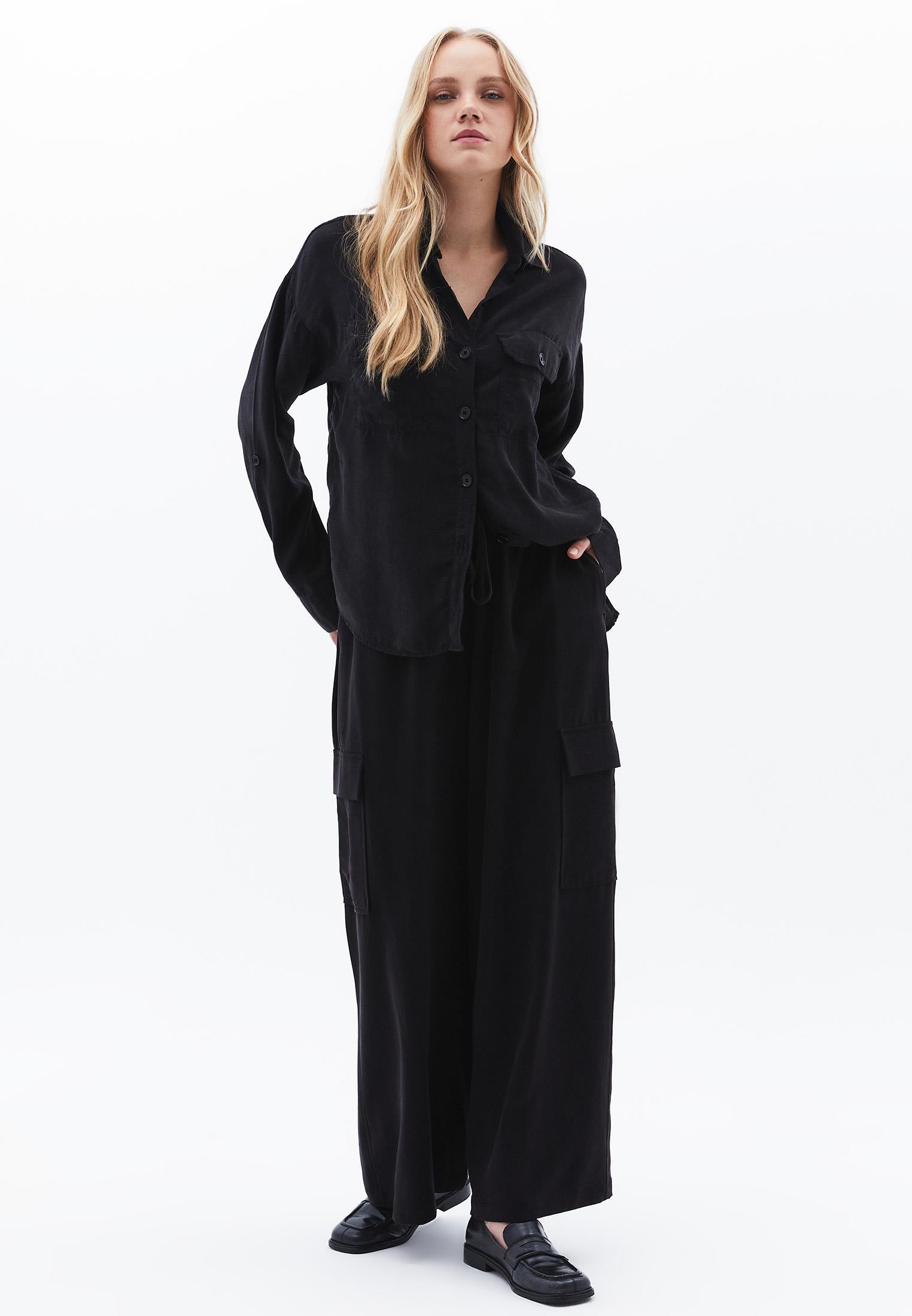 Oversize Long Sleeve Shirt - BLACK
