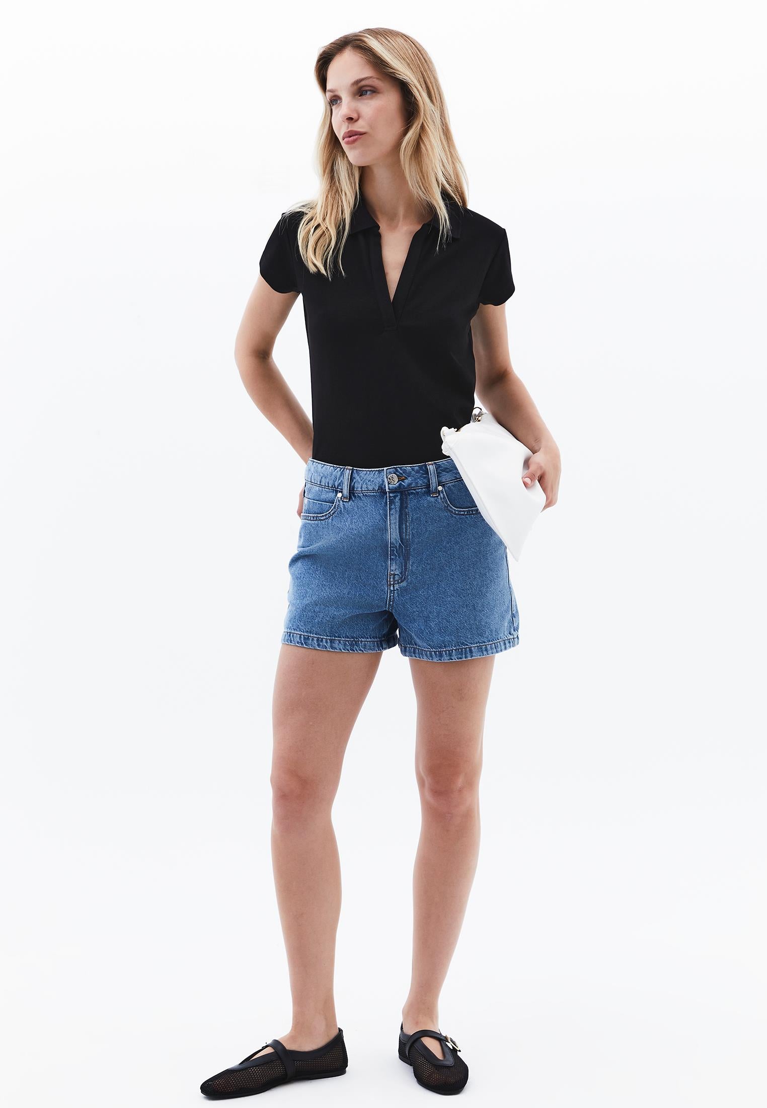 Polo Collar T-Shirt - BLACK