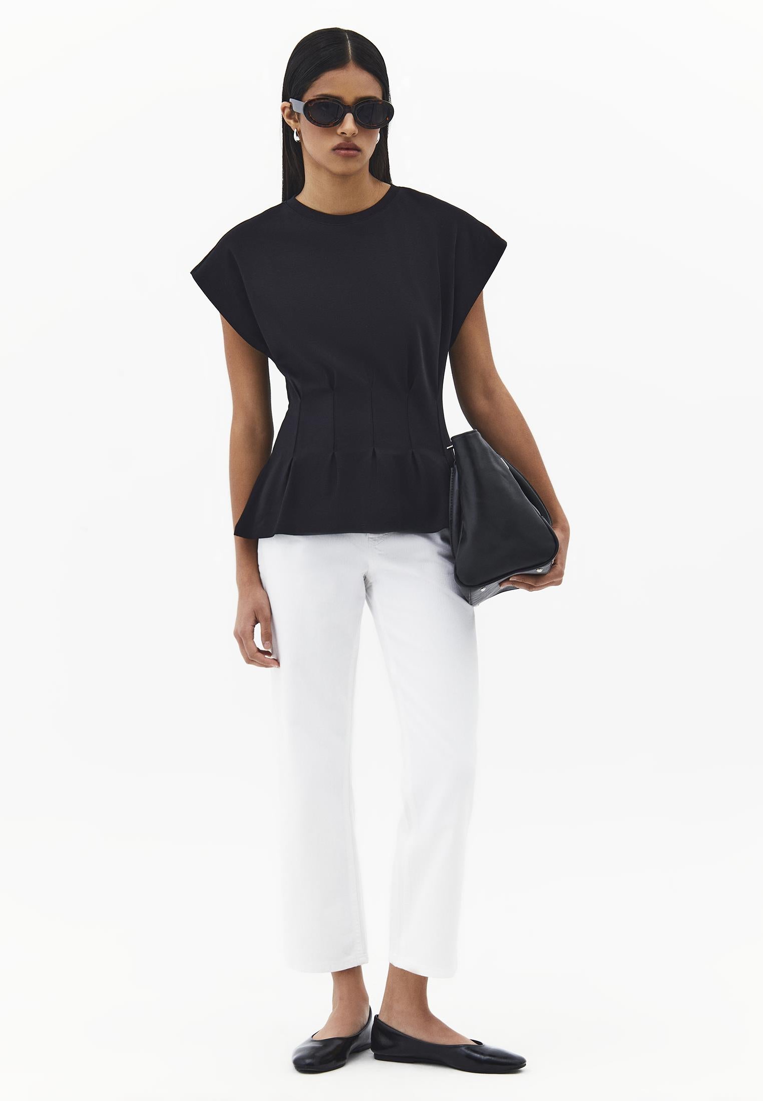 Crew Neck Short Sleeve Standard T-Shirt - BLACK
