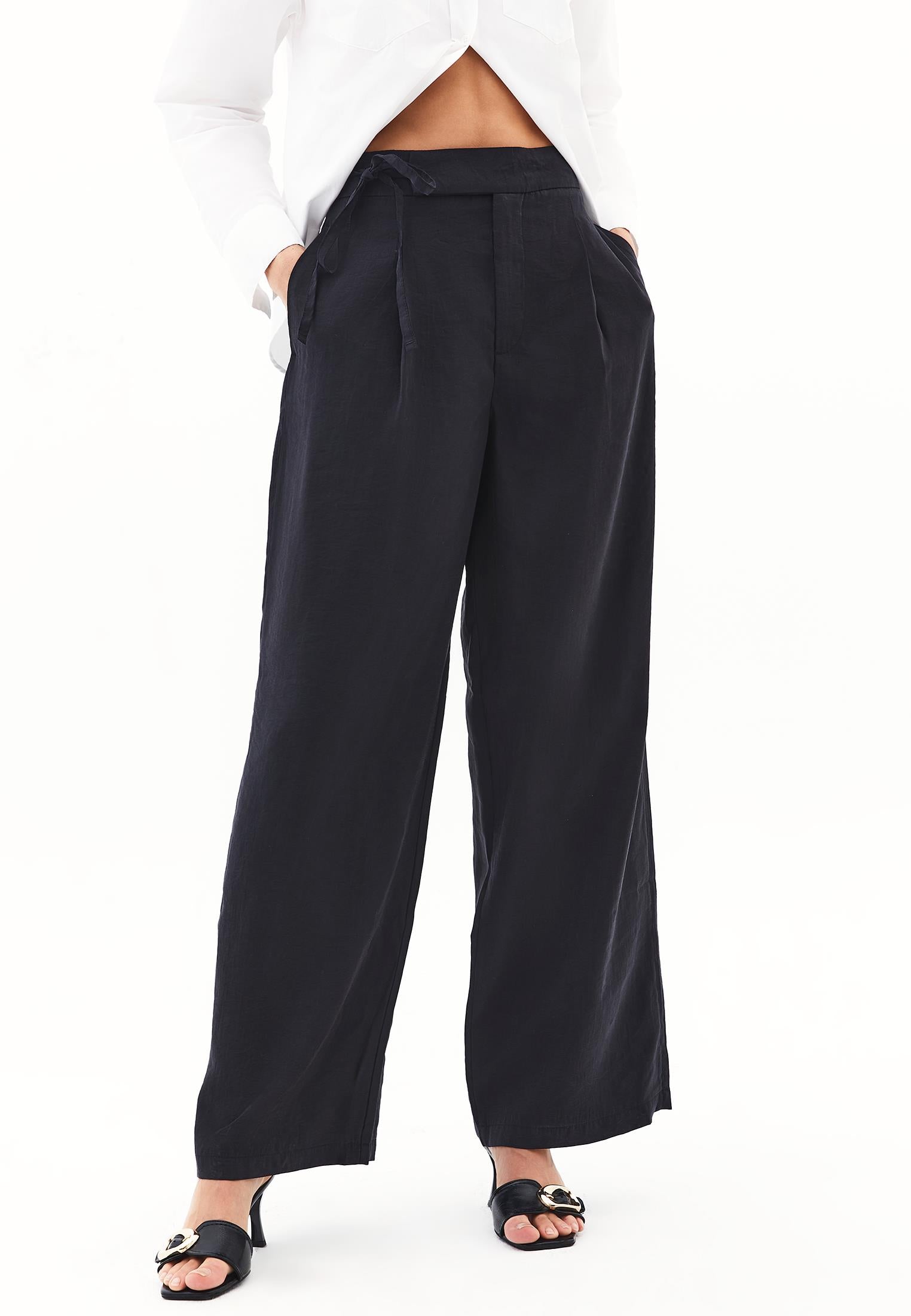 Ultra High Waist Modal Pants - BLACK
