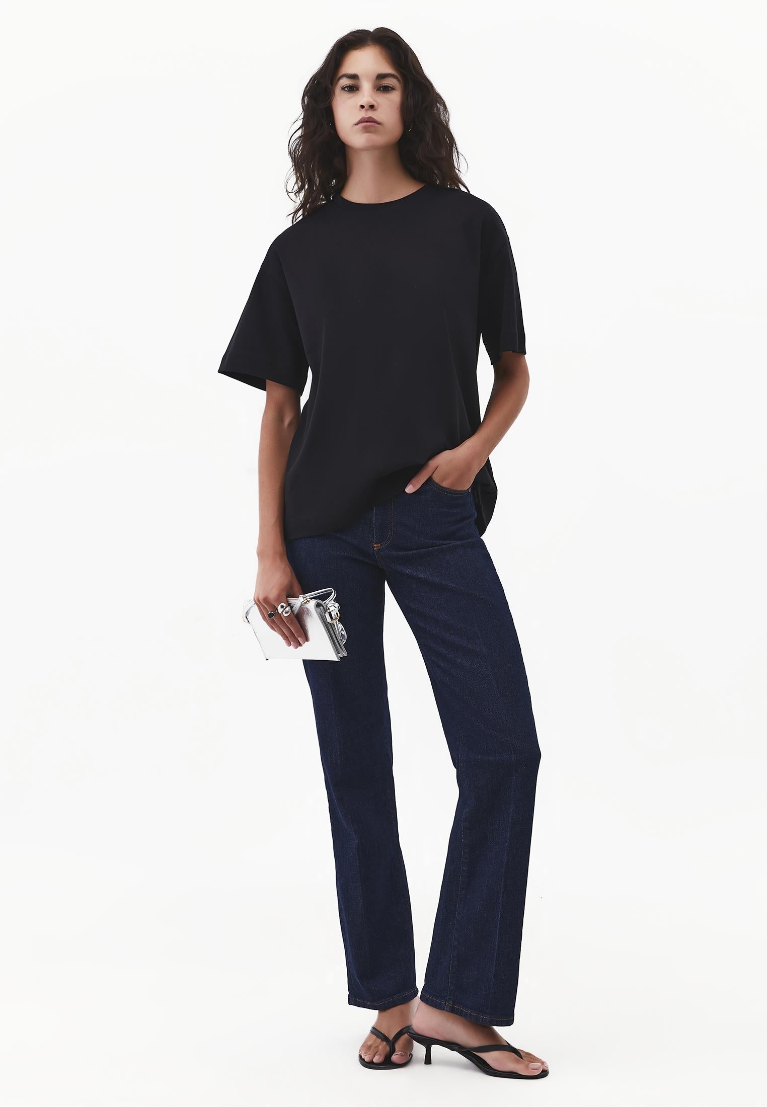Oversize Crew Neck Short Sleeve T-Shirt - BLACK