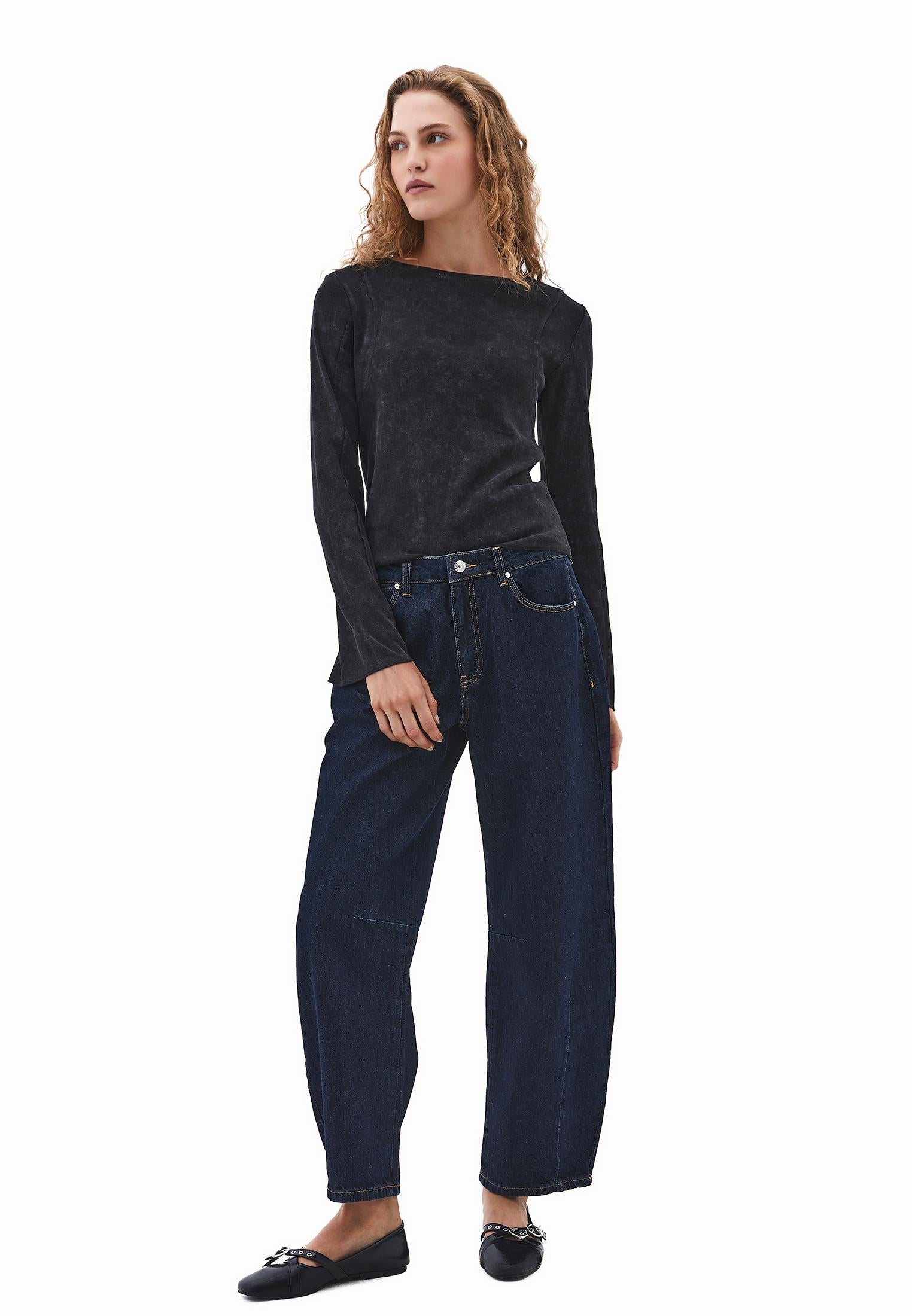Long Sleeve Cotton T-Shirt - BLACK