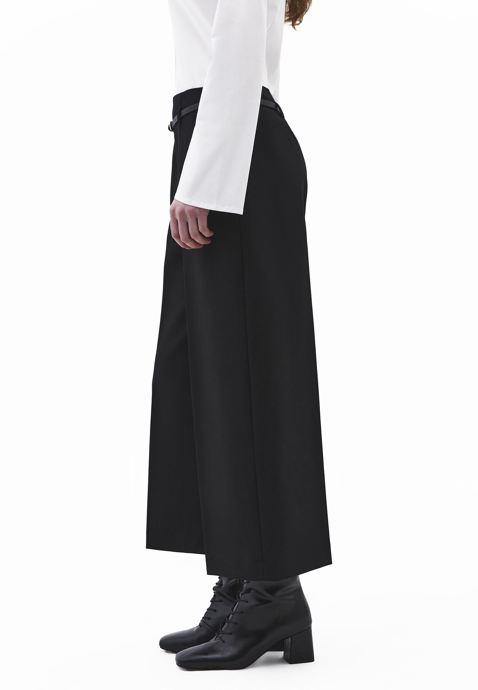Ultra High Waist Wide Leg Pants - BLACK