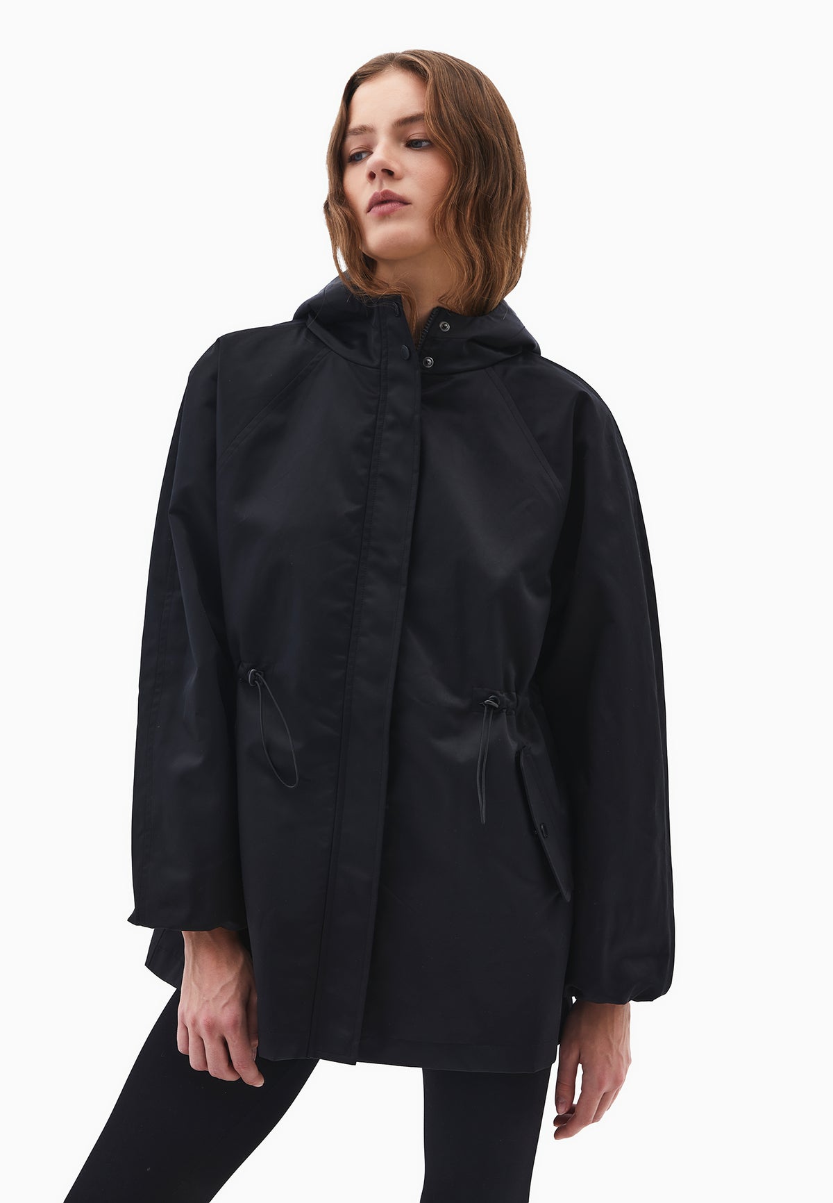 Hooded Midi Coat - BLACK