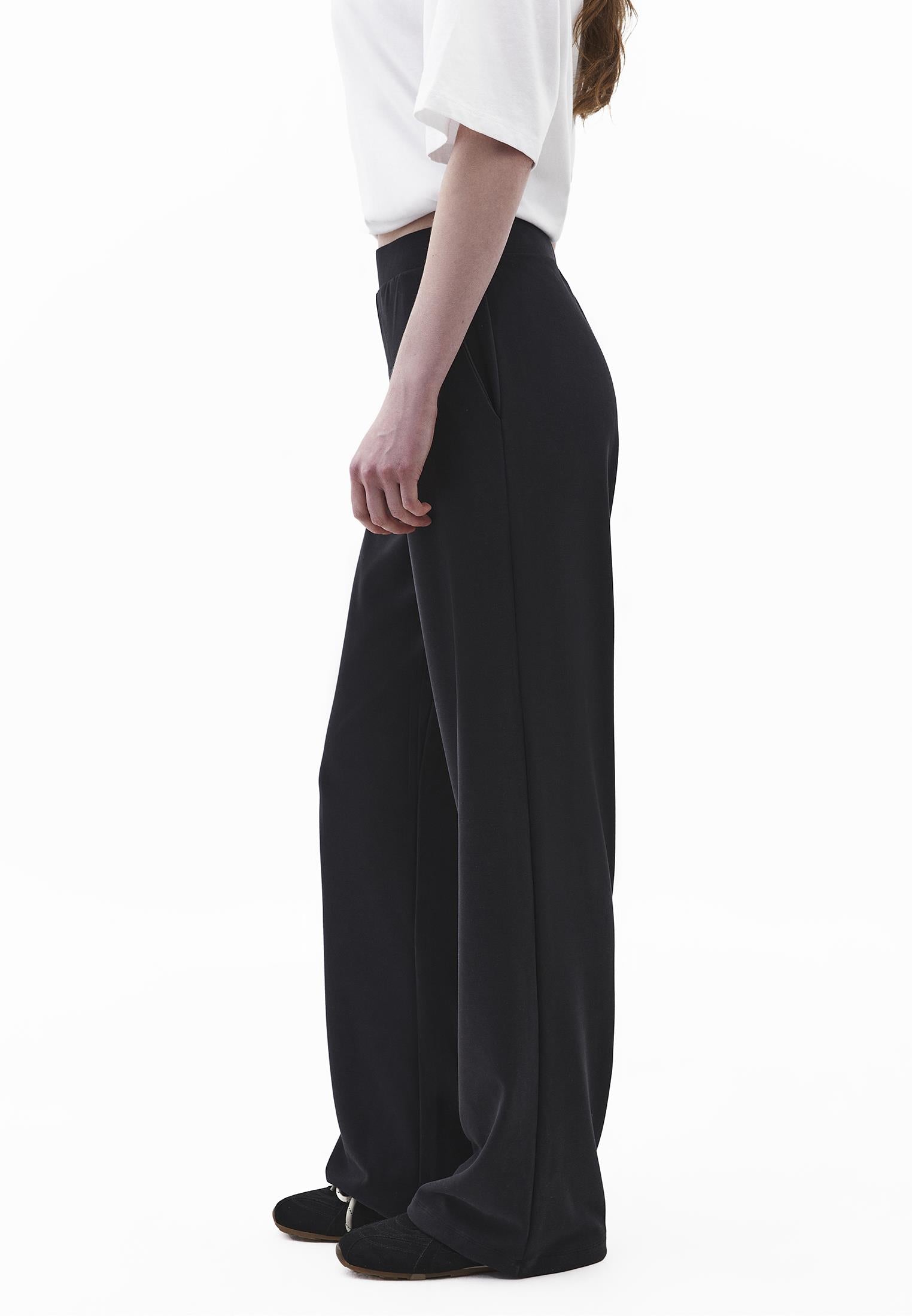 Straight Leg High Waist Sweatpant - BLACK