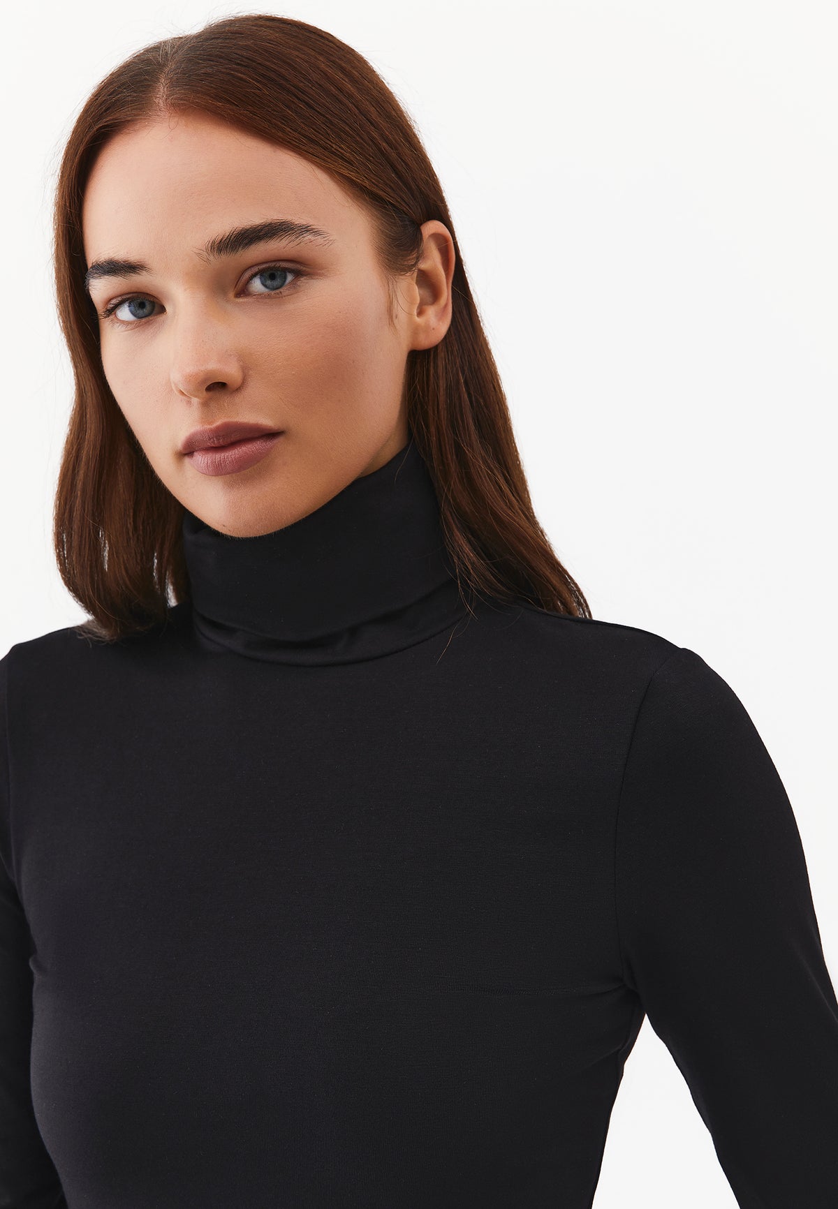 Turtleneck Long Sleeve Bodycon Top - BLACK