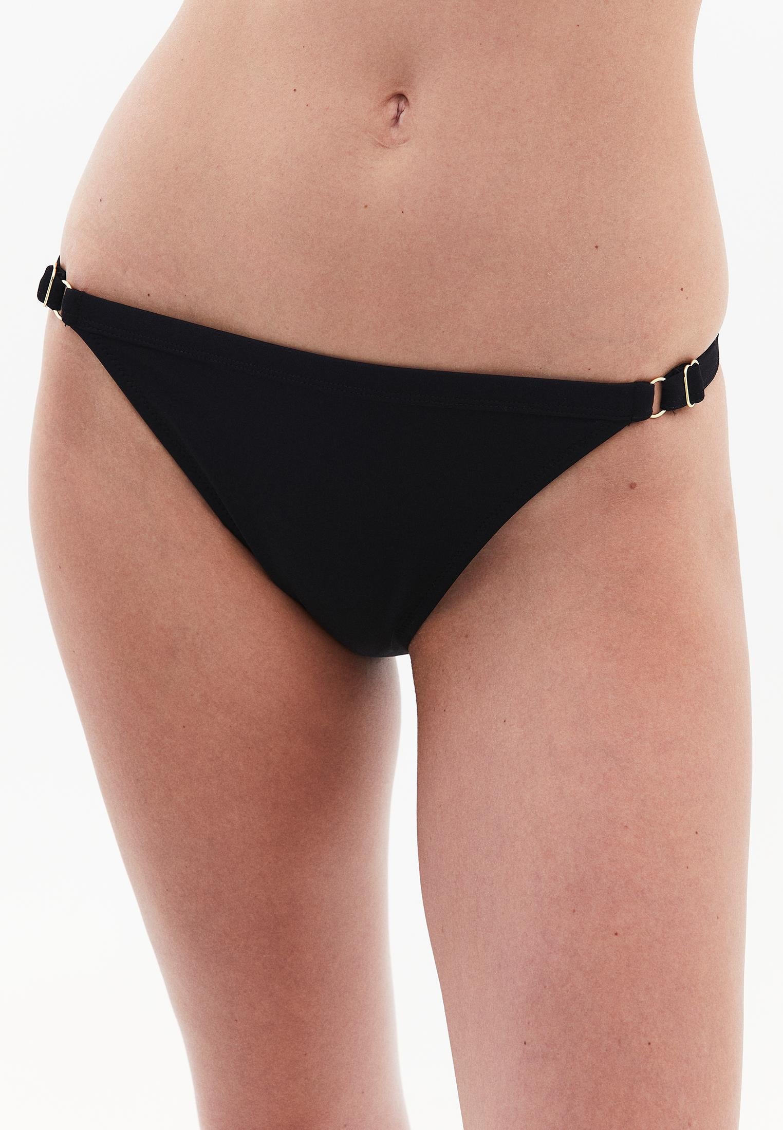 Buckled Low Waist Bikini Bottom - BLACK