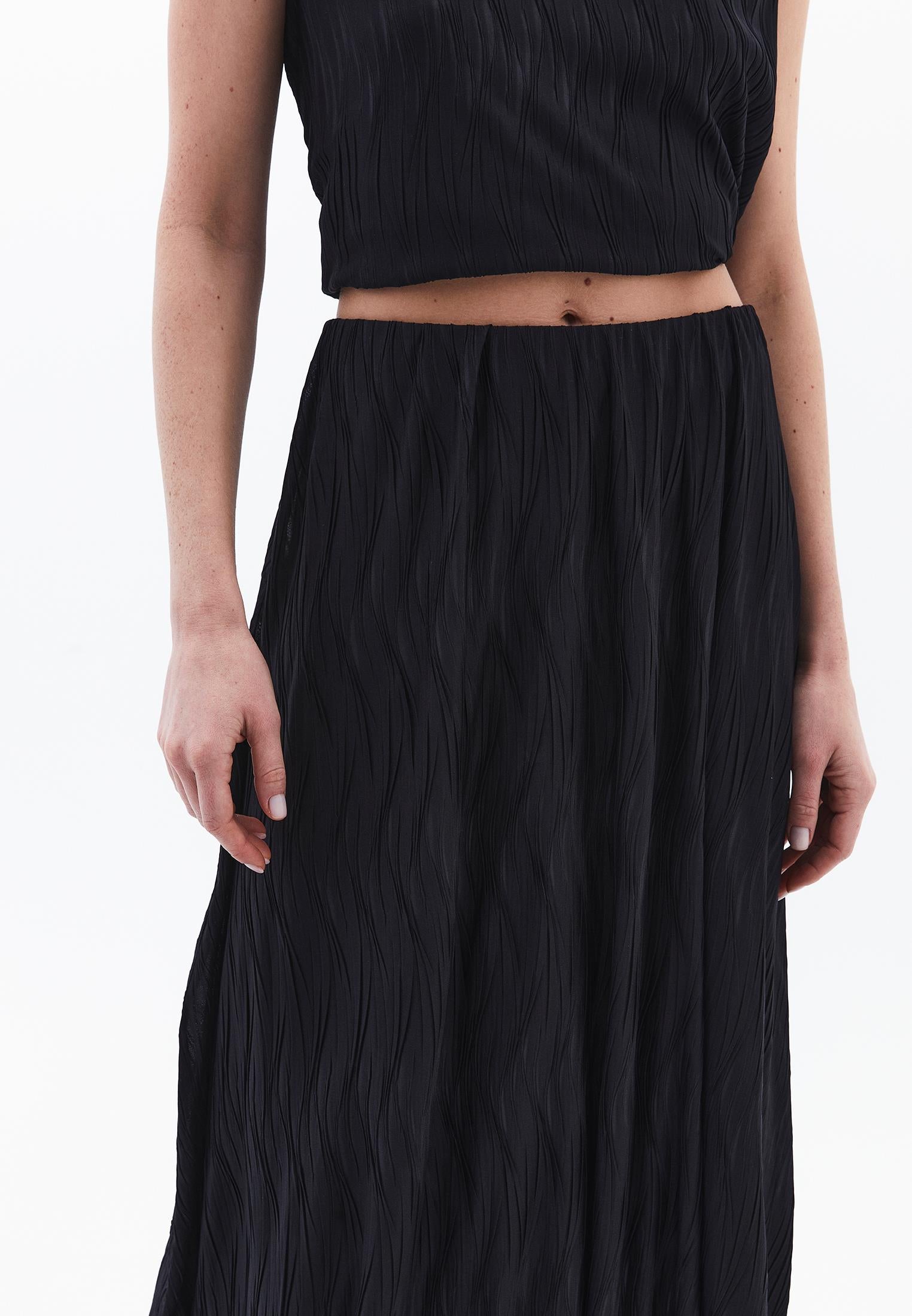 Balloon Form High Waist Long Skirt - BLACK