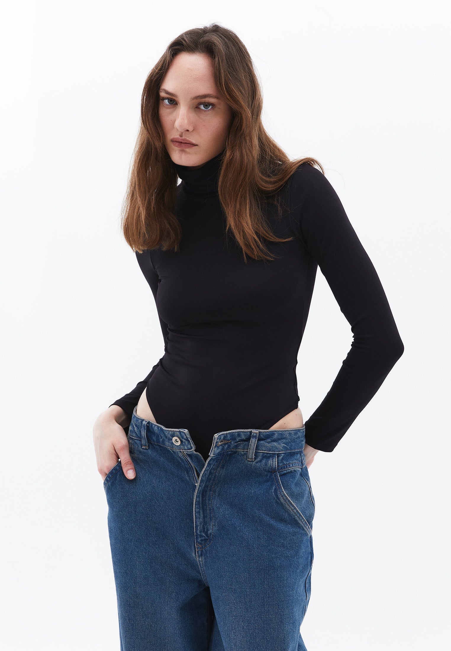 Turtleneck Long Sleeve Bodysuit - BLACK