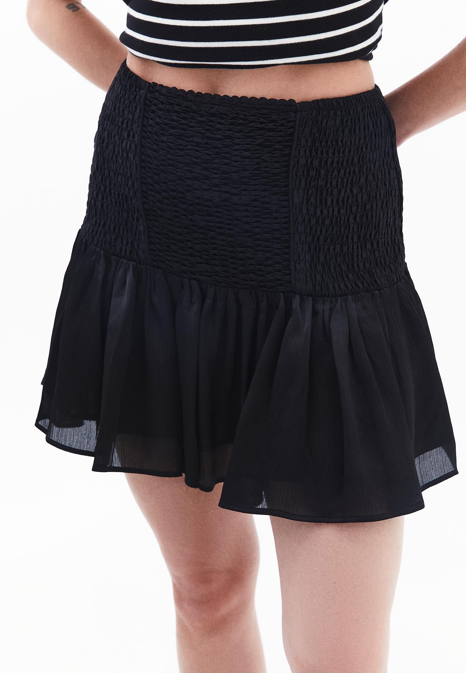 High Waist Short Skirt - BLACK