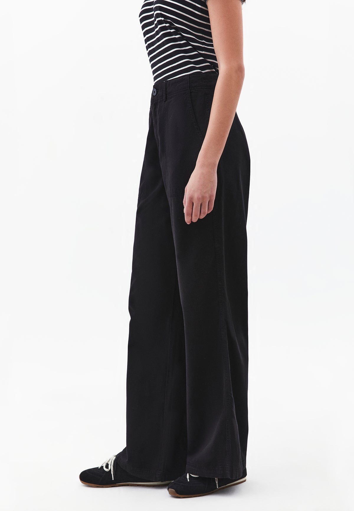High Waist Wide Leg Woven Pants - BLACK