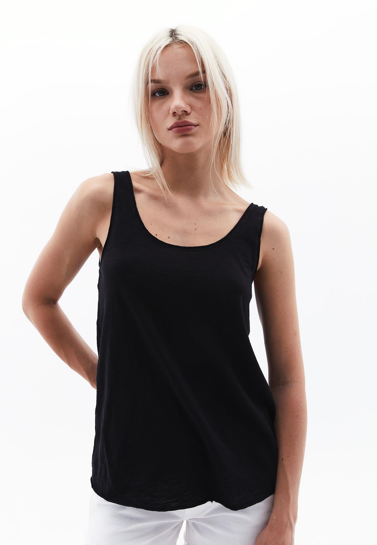 U Neck Tank Top - BLACK