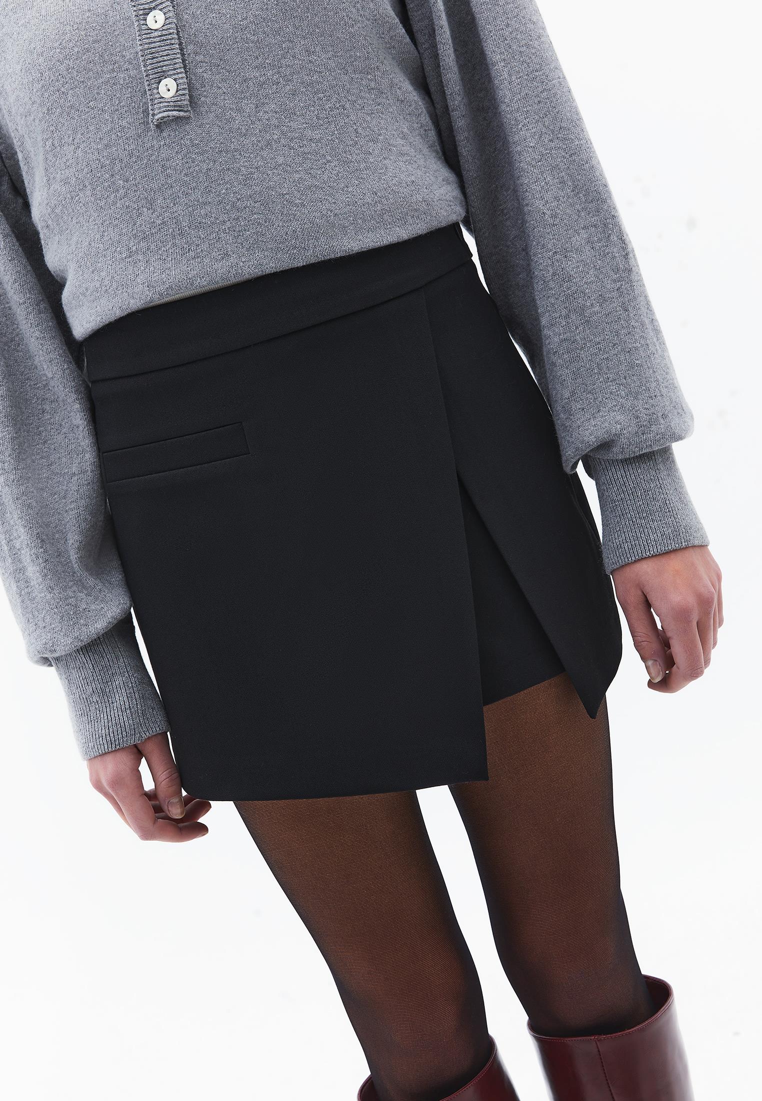 Women Bottom Garment High Waist Wrap Shorts - BLACK