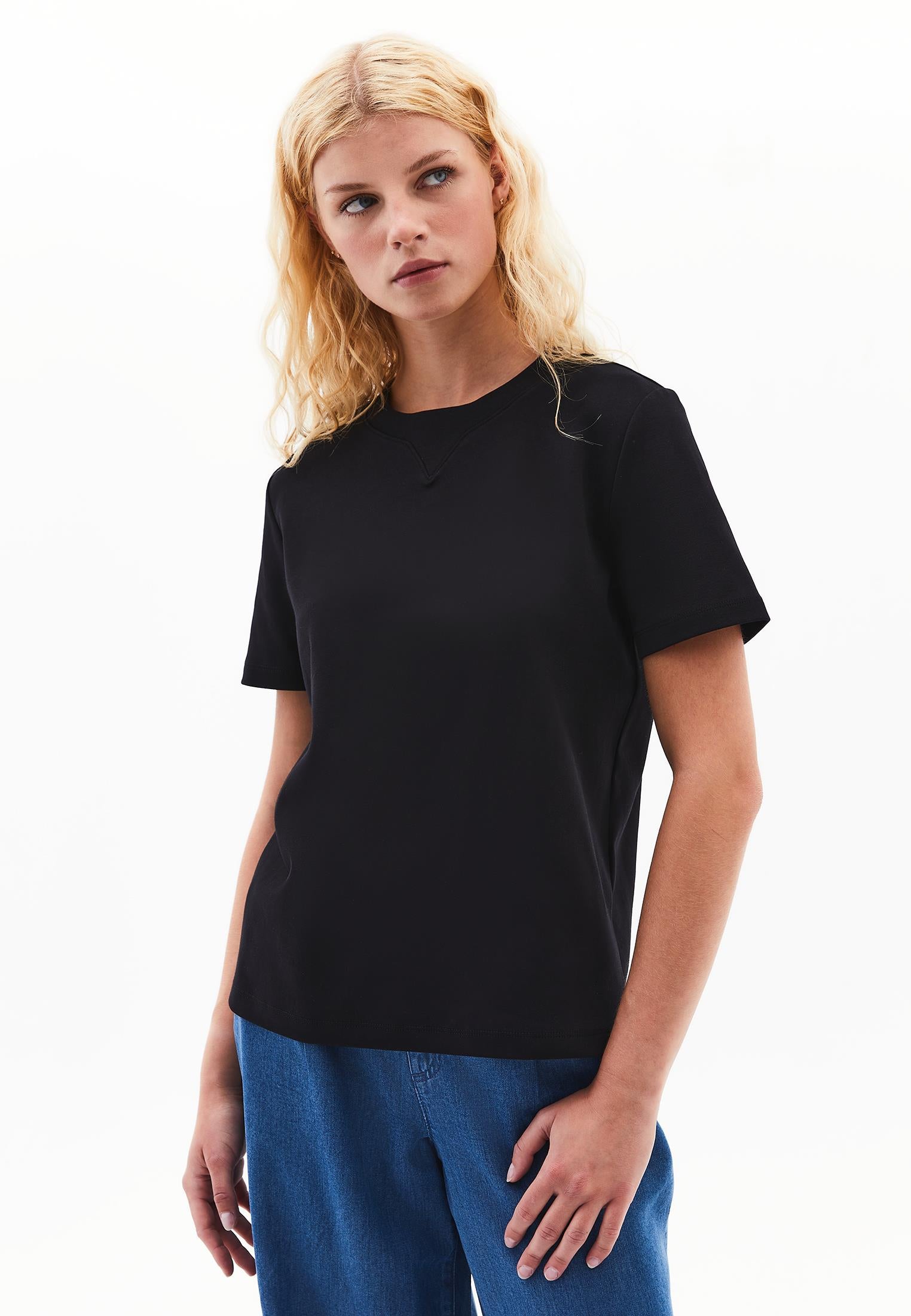 Crew Neck Short Sleeve T-Shirt - BLACK