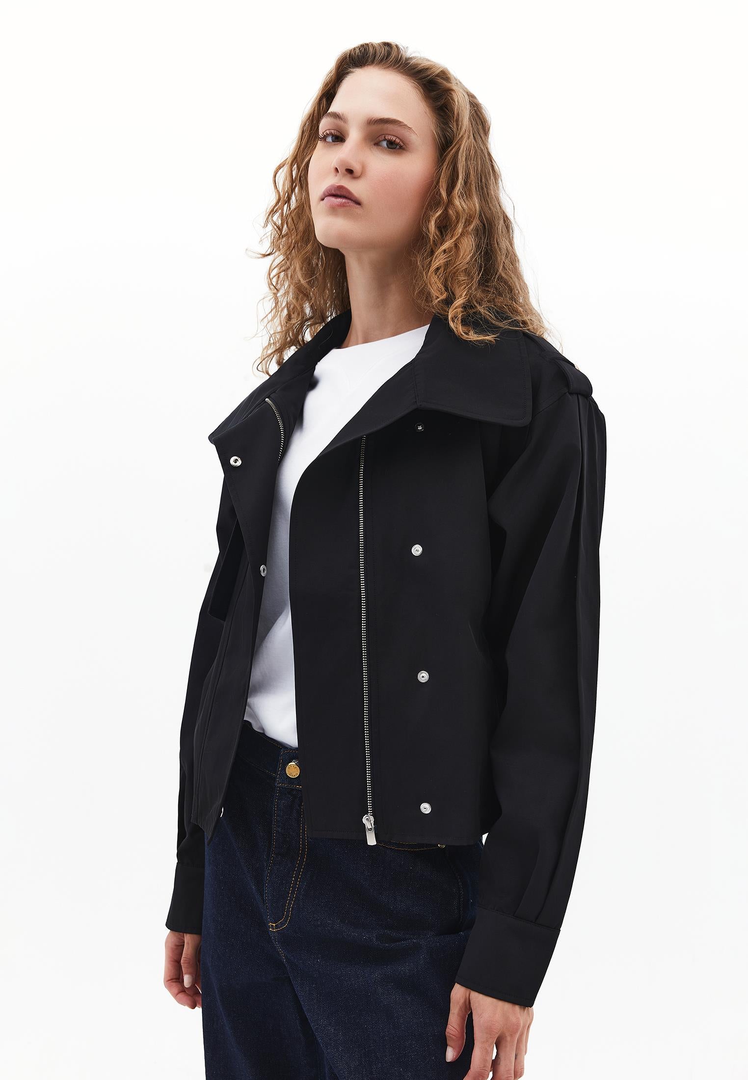 Oversize Cotton Trenchcoat - BLACK