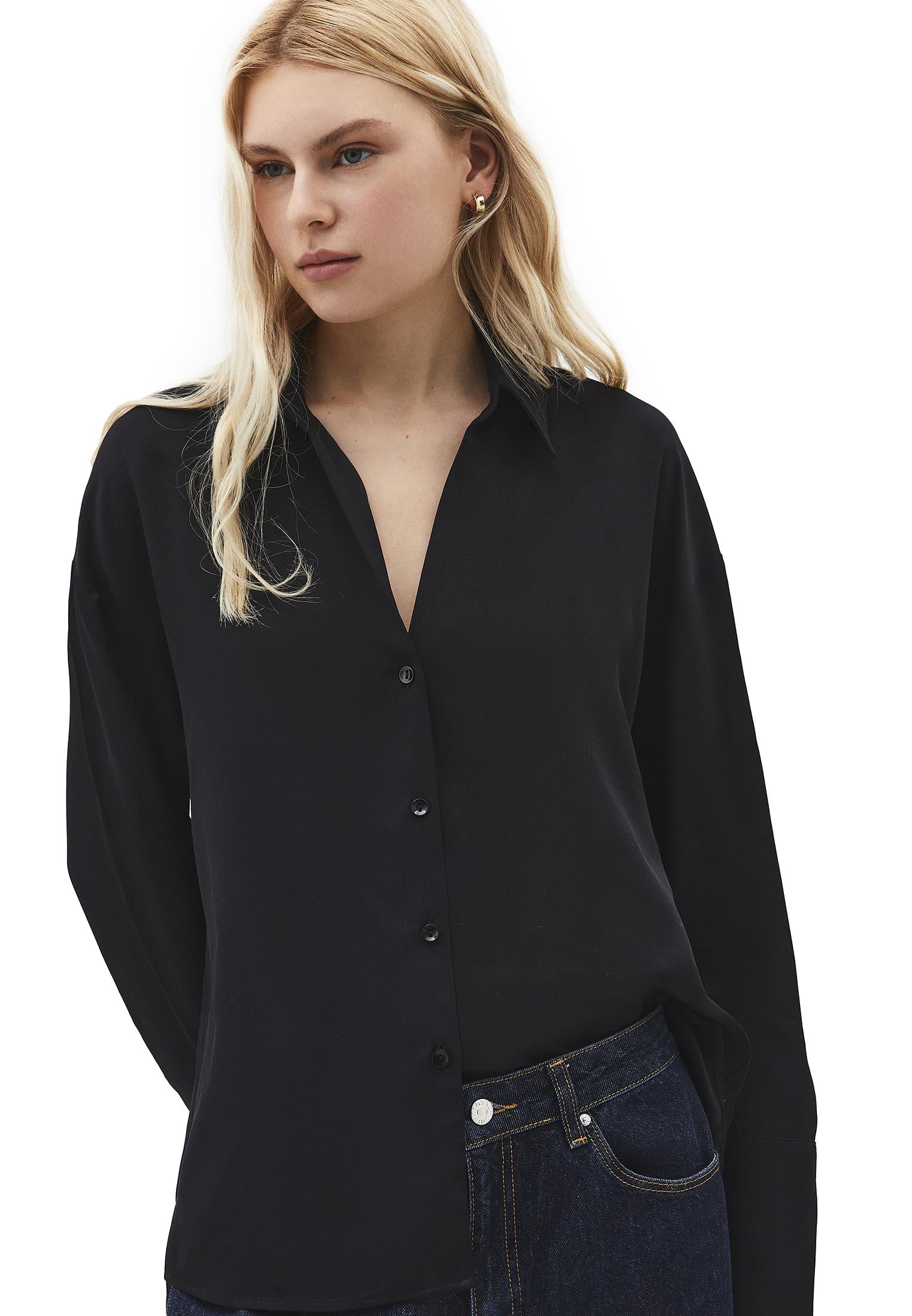 Loose Fit Button Detailed Shirt - BLACK