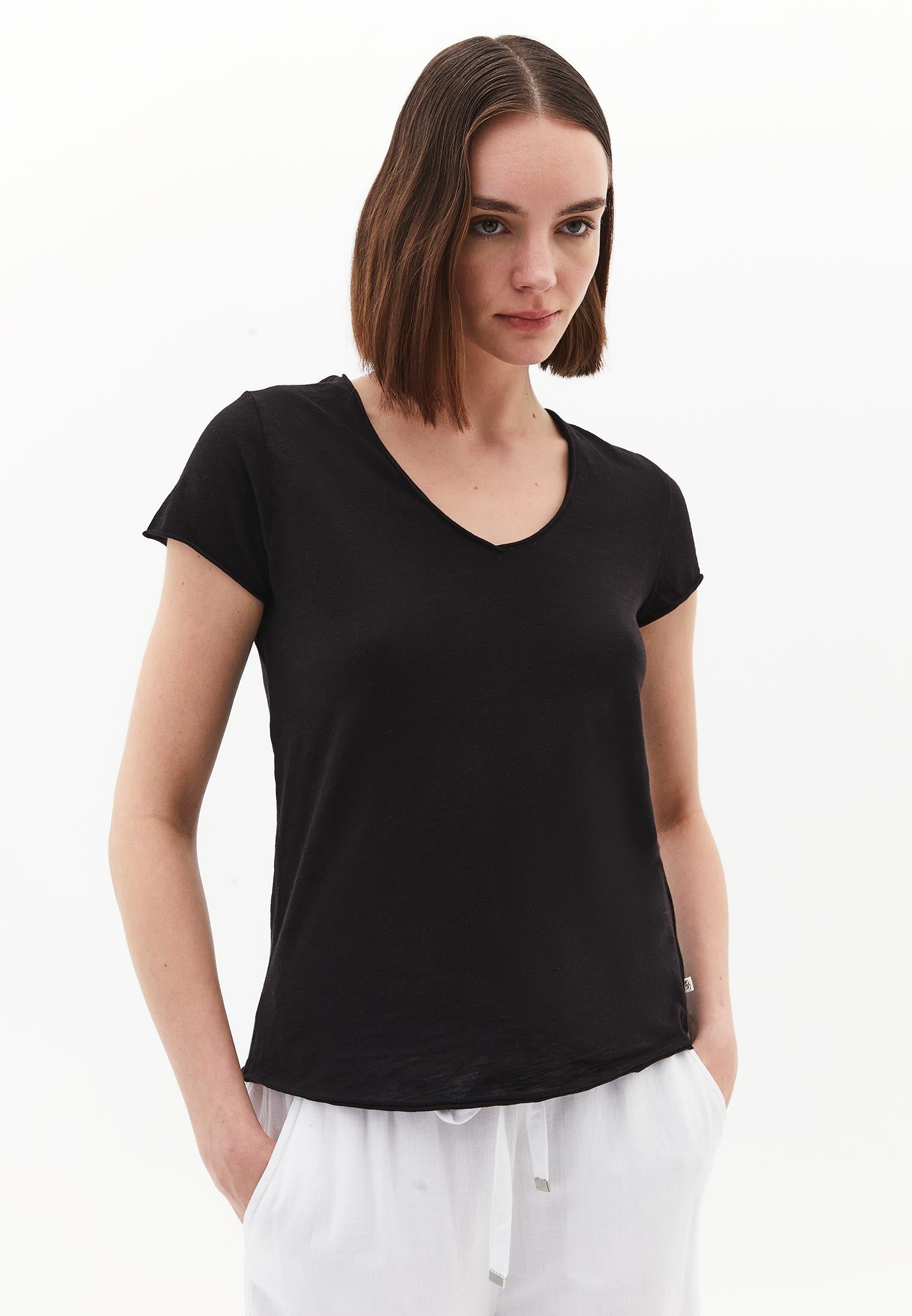 V Neck T-Shirt - BLACK