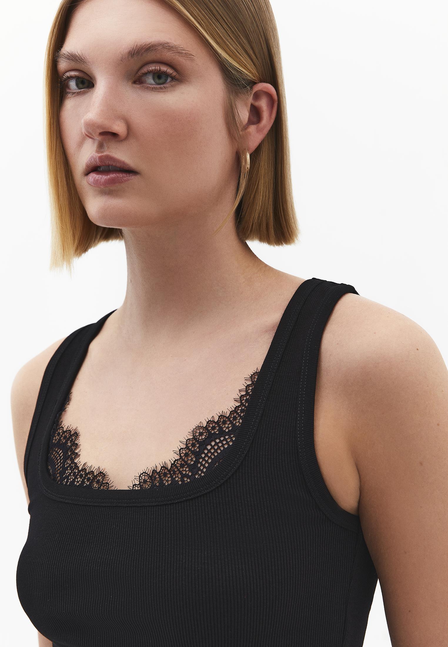 Square Neck Sleeveless Women's Tank Top - BLACK