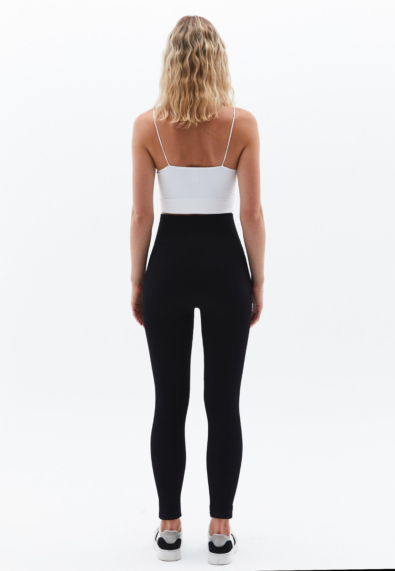 Leggings Shaped With Jacquard Pattern - BLACK