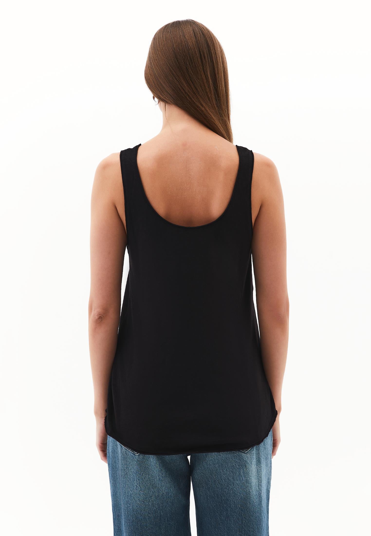 U Neck Sleeveless Tank Top - BLACK