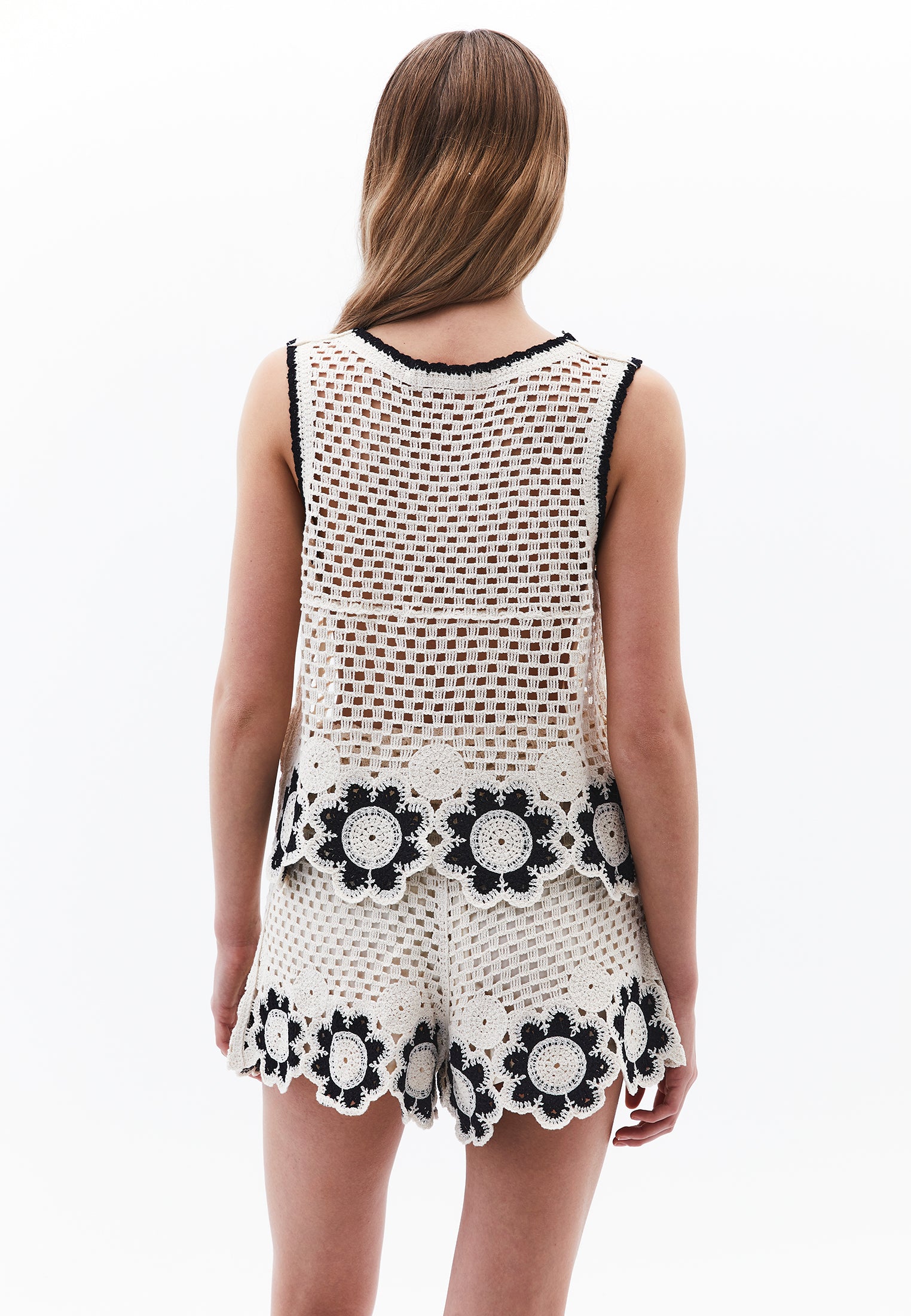 Cotton Blend Tank Top - ICE MILK/BLACK