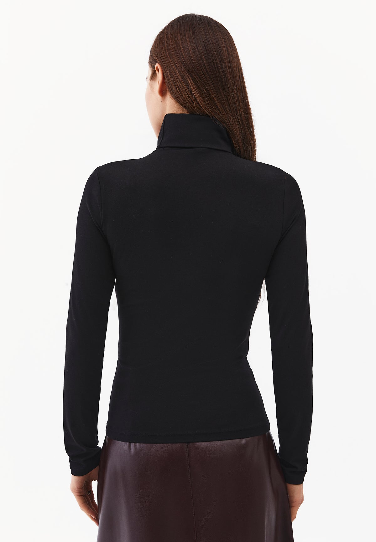 Turtleneck Long Sleeve Bodycon Top - BLACK