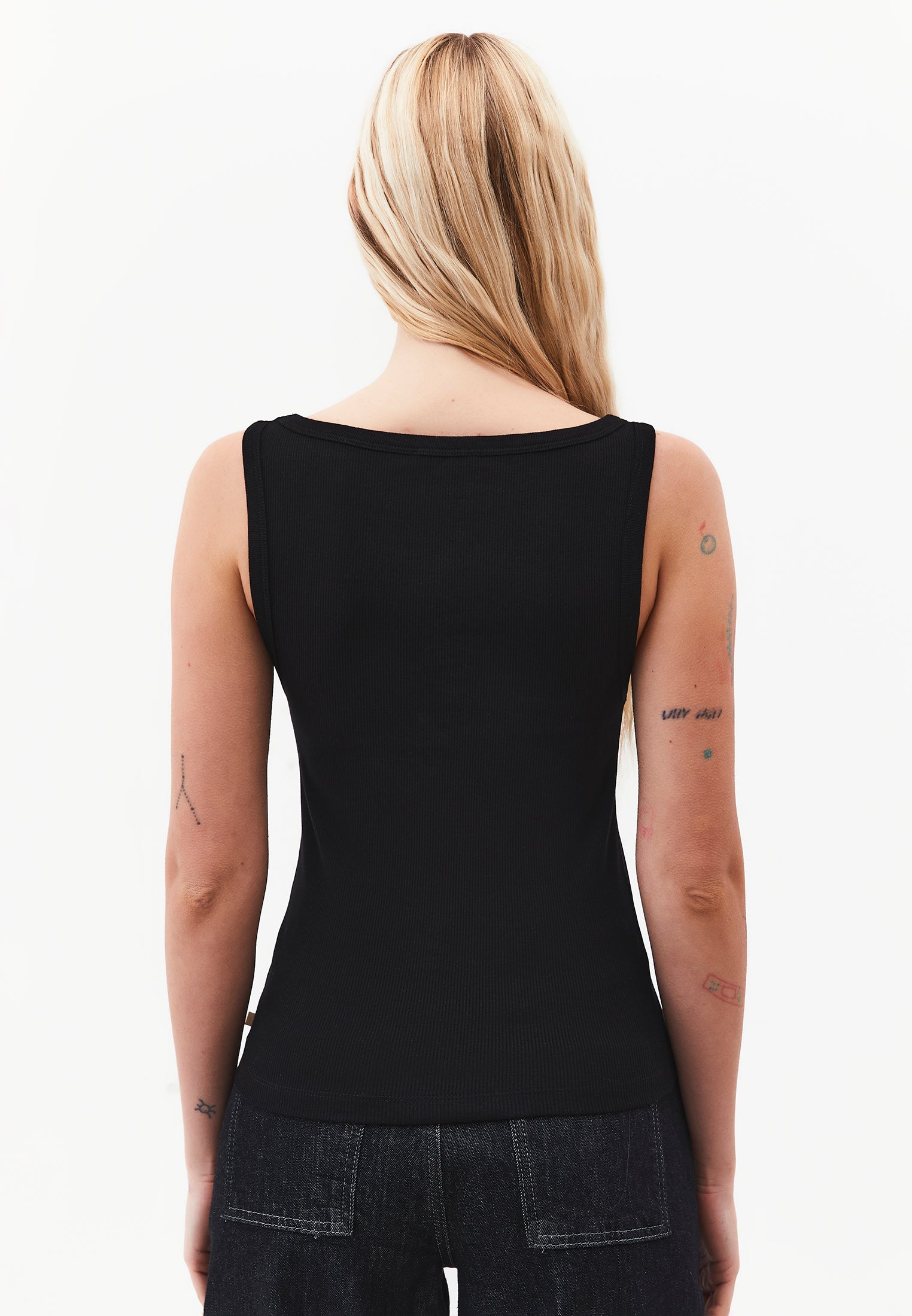 Boat Neck Tank Top - BLACK