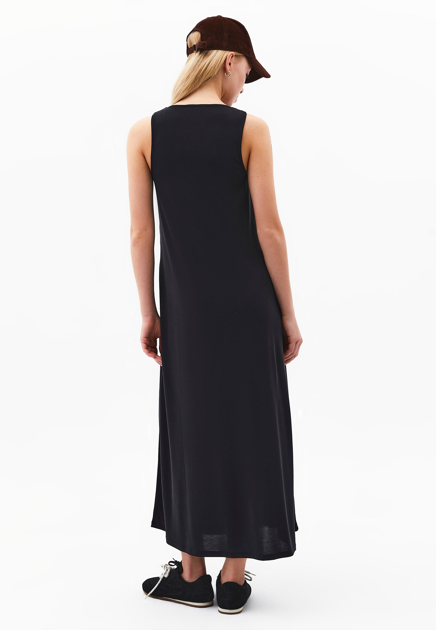 Halter Neck A-Line Midi Dress - BLACK