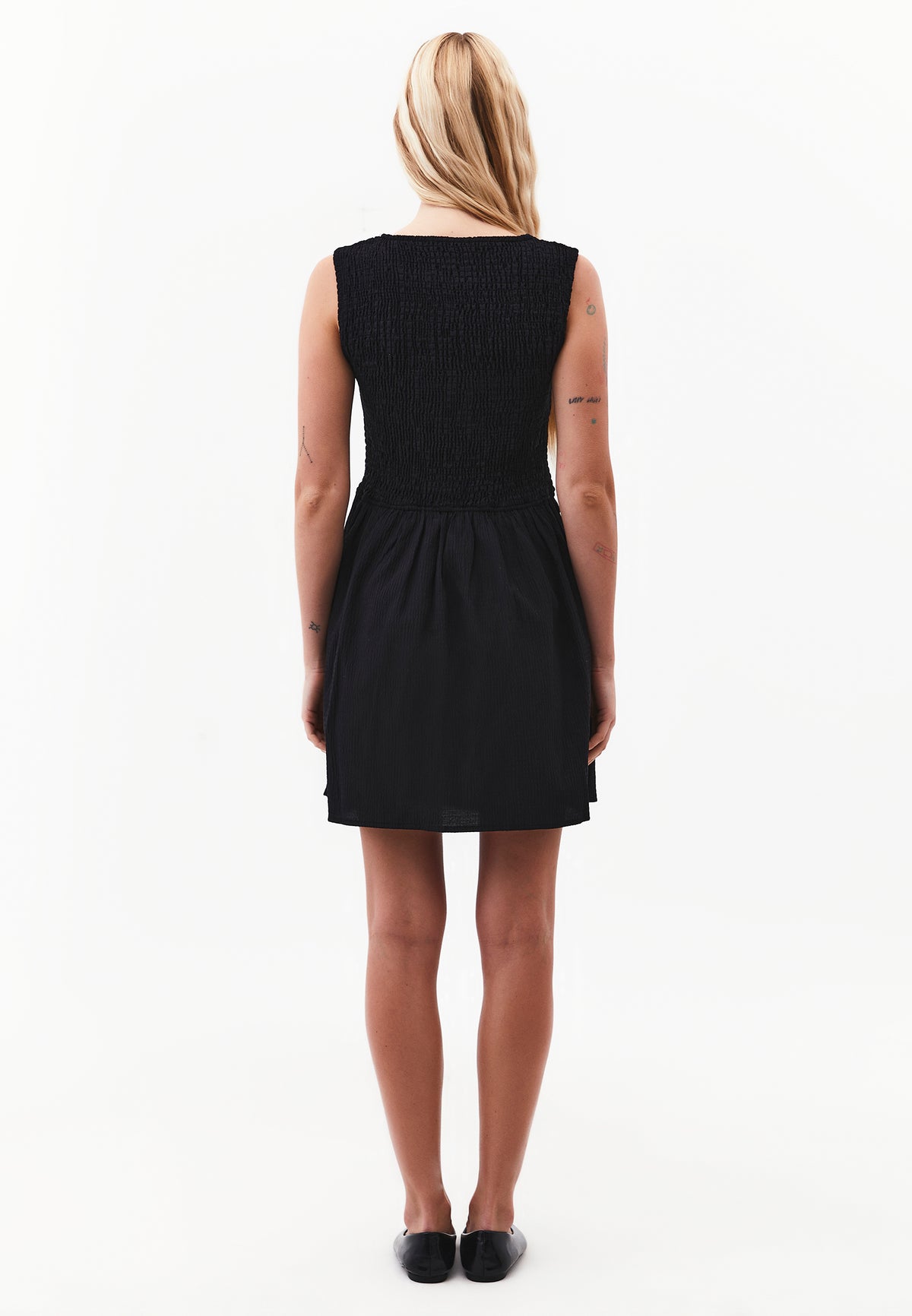 Smocked Sleeveless Women's Jumpsuit - BLACK