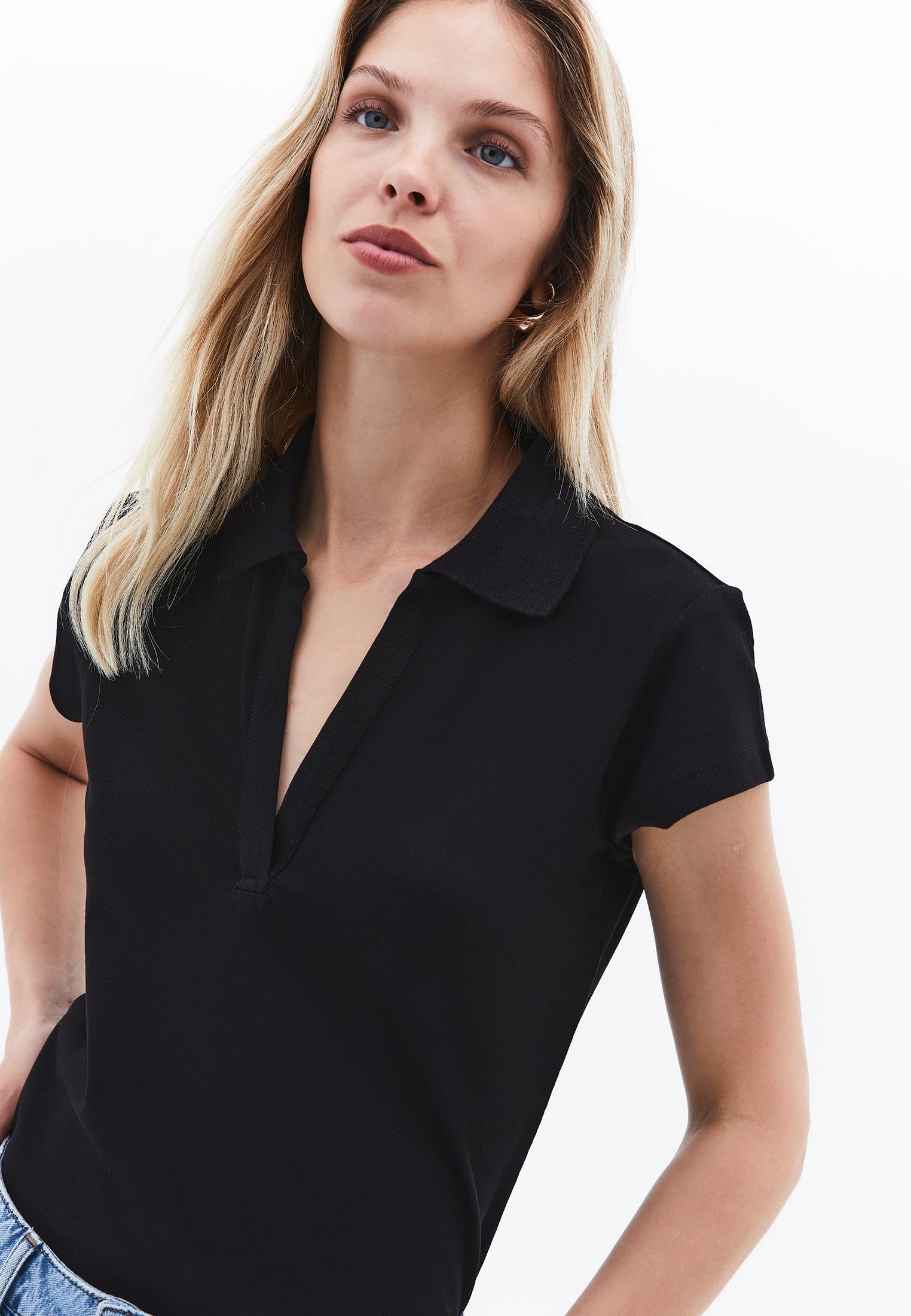 Polo Collar T-Shirt - BLACK