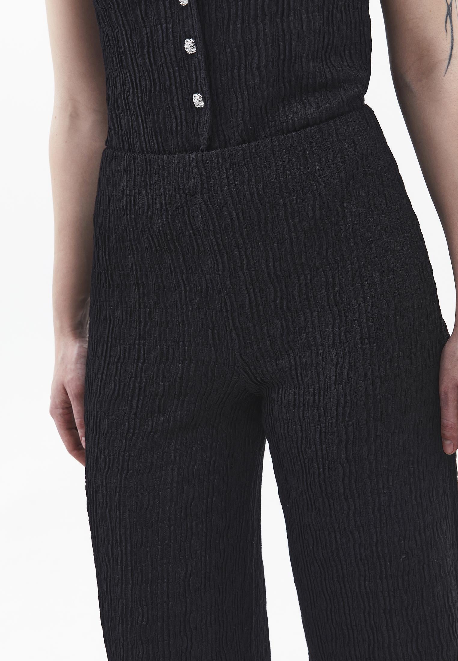 Wide Leg Midi Culotte Pants - BLACK