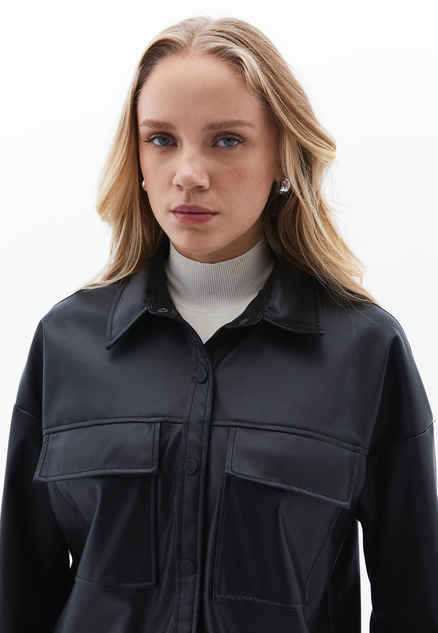 Oversize Pocket Detailed Shirt - BLACK