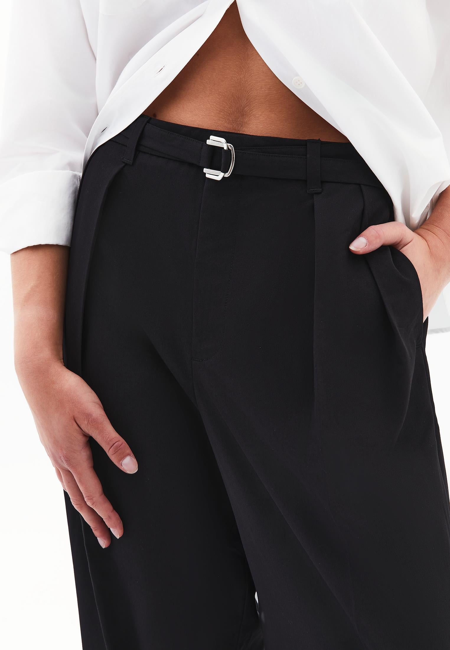 High Waist Wide Leg Pants - BLACK
