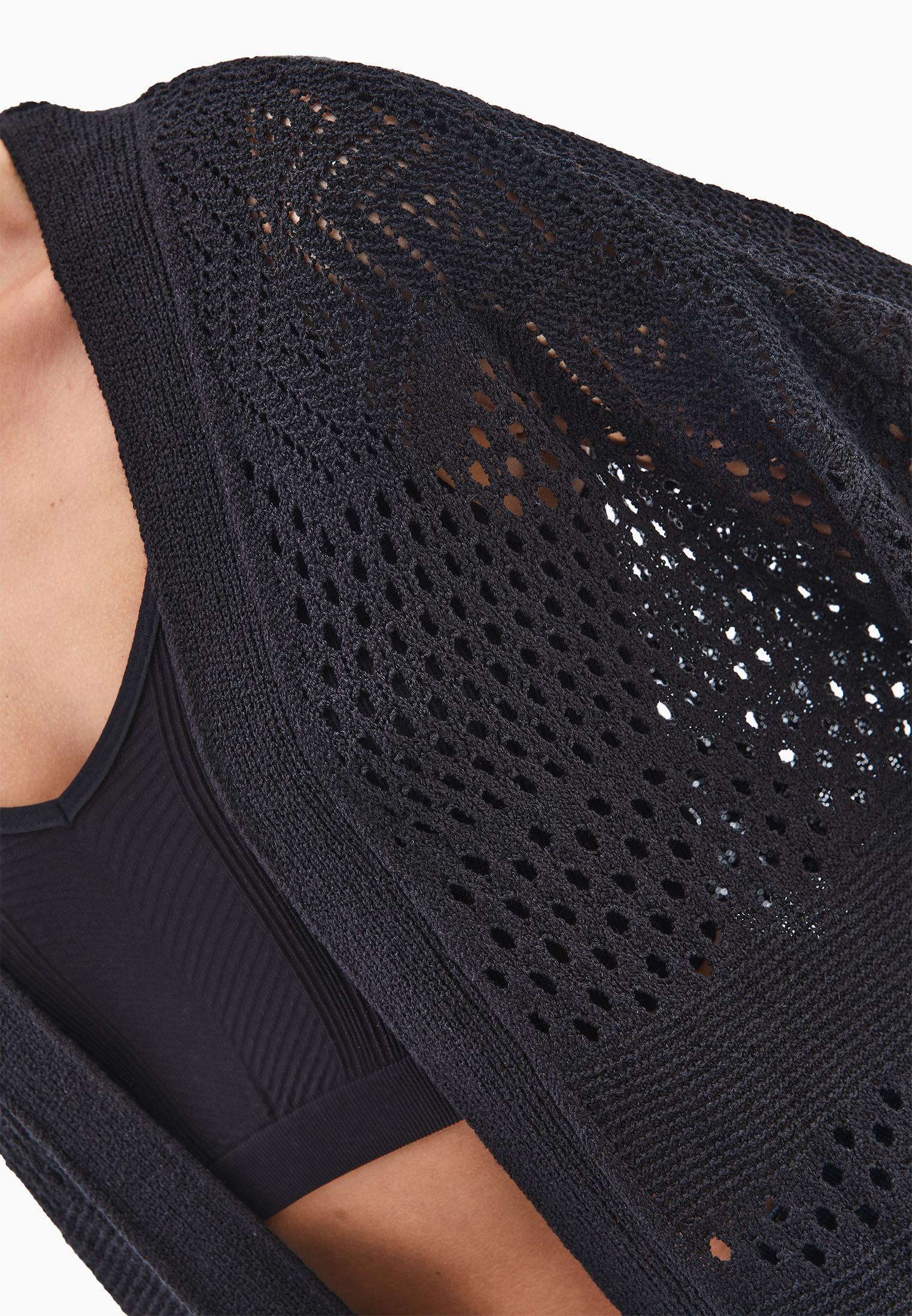 Midi Cardigan With Ajour Details - BLACK