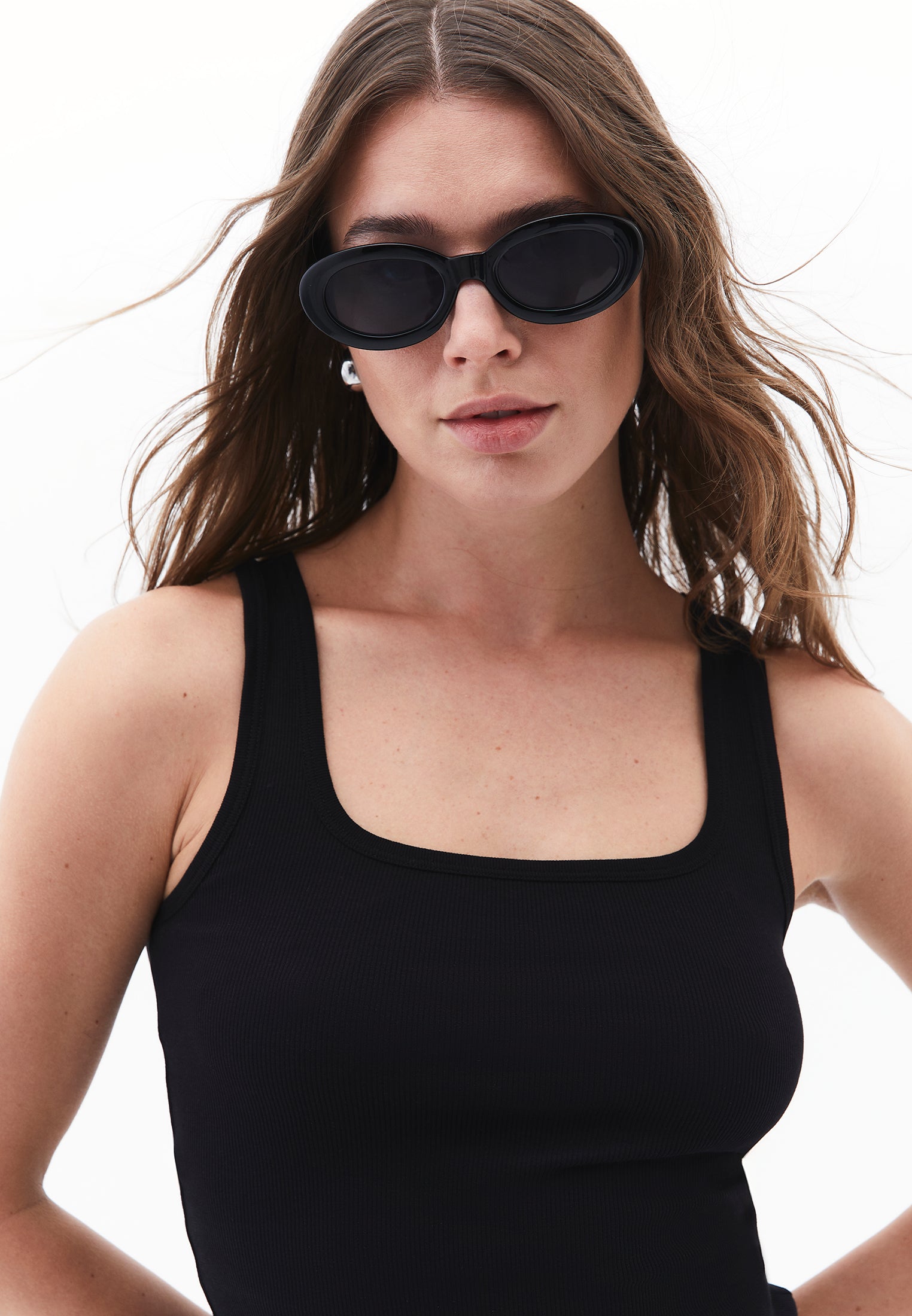 Square Neck Sleeveless Top - BLACK