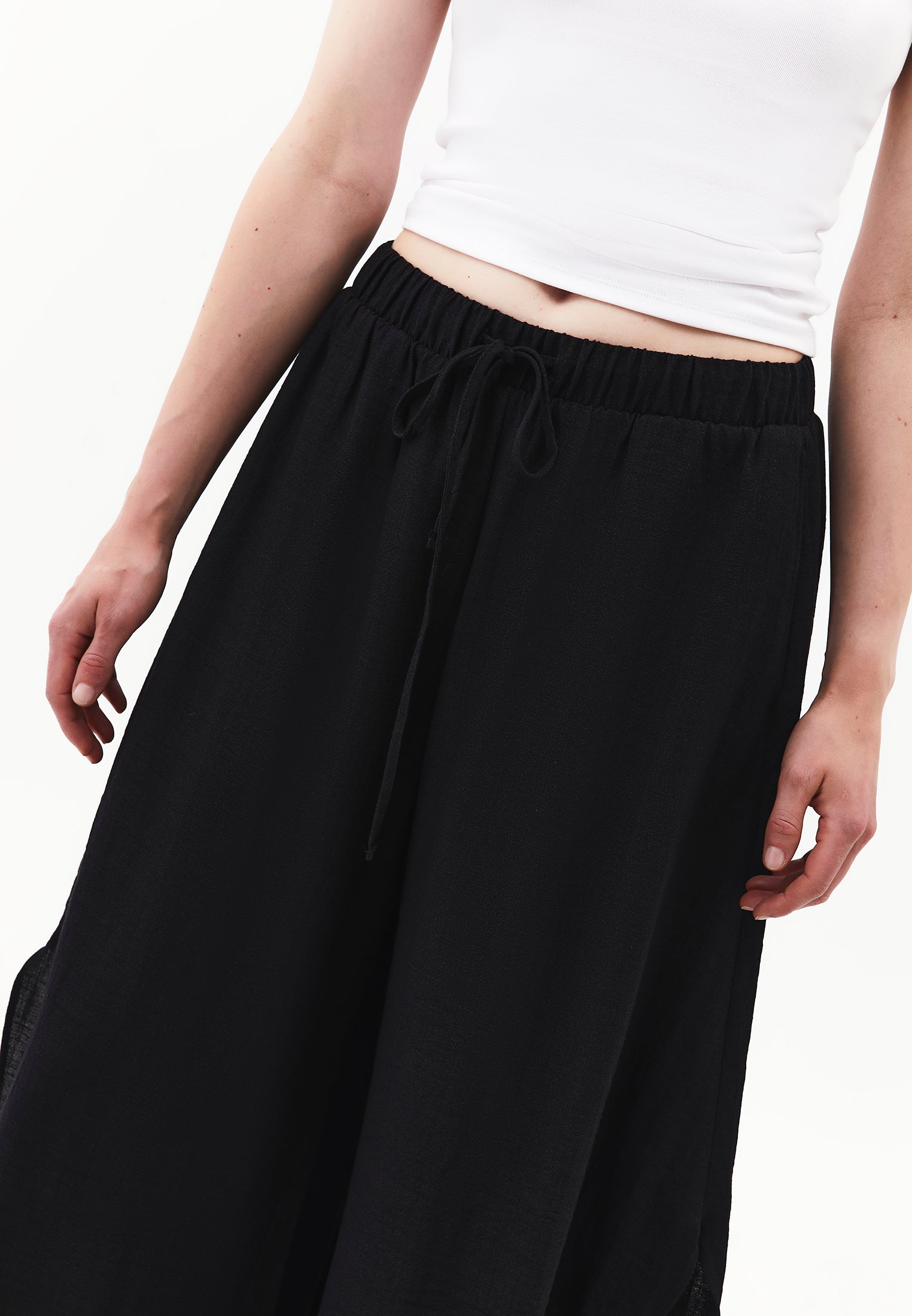 High Waist Wide Leg Pants - BLACK