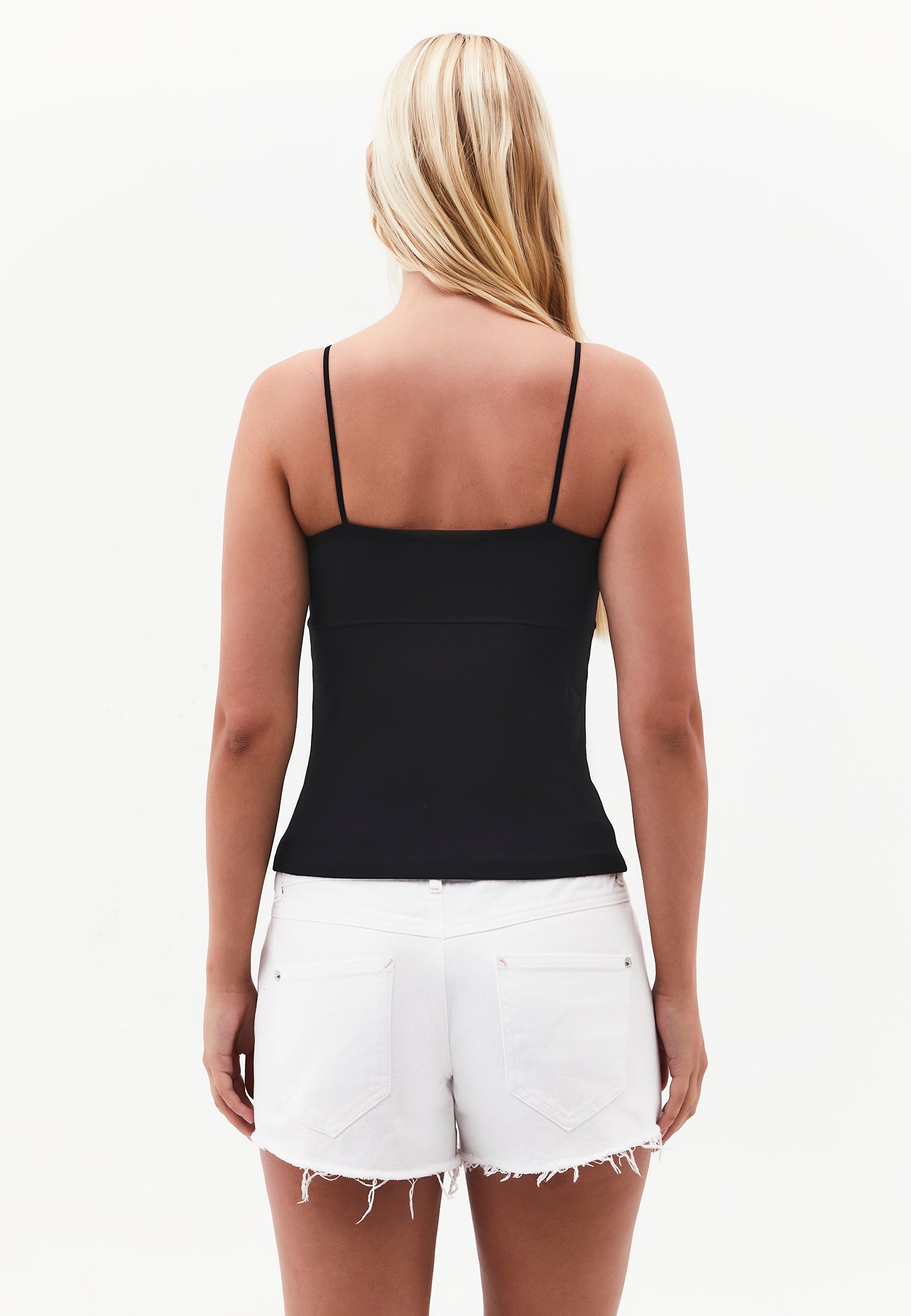 Sleeveless Top With Zipper Detail And Square Neckline - BLACKK
