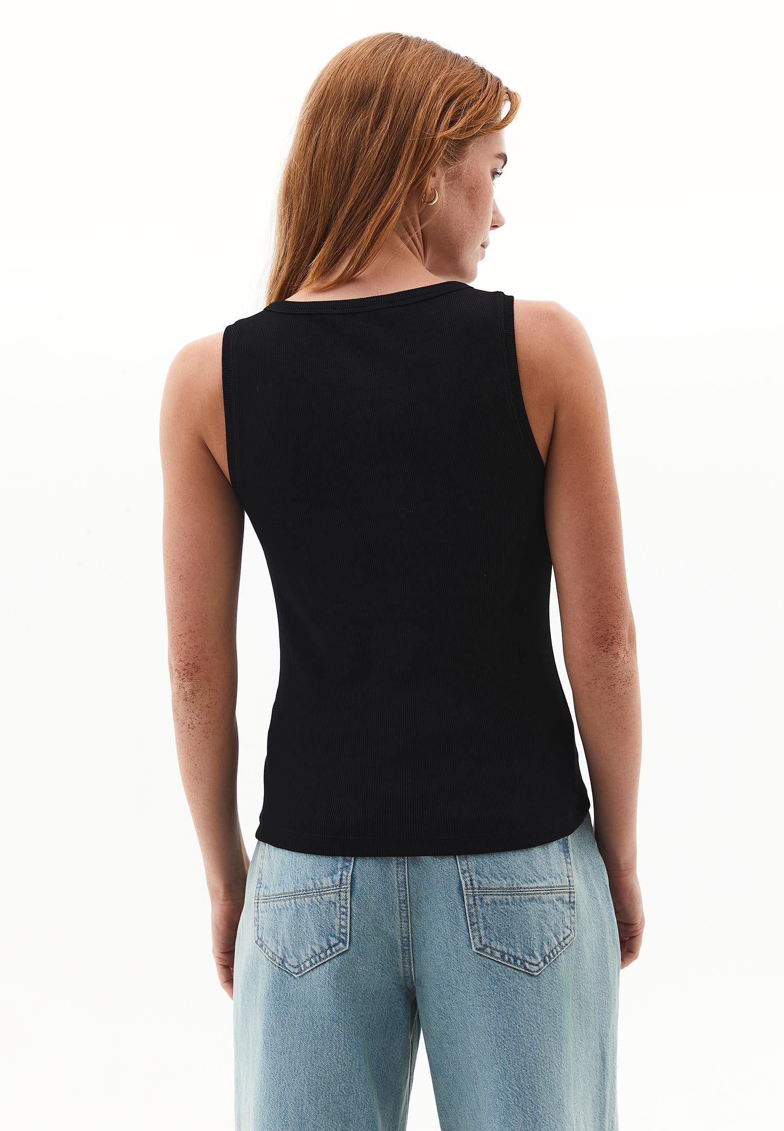 Sleeveless Tank With Crew Neck - BLACK
