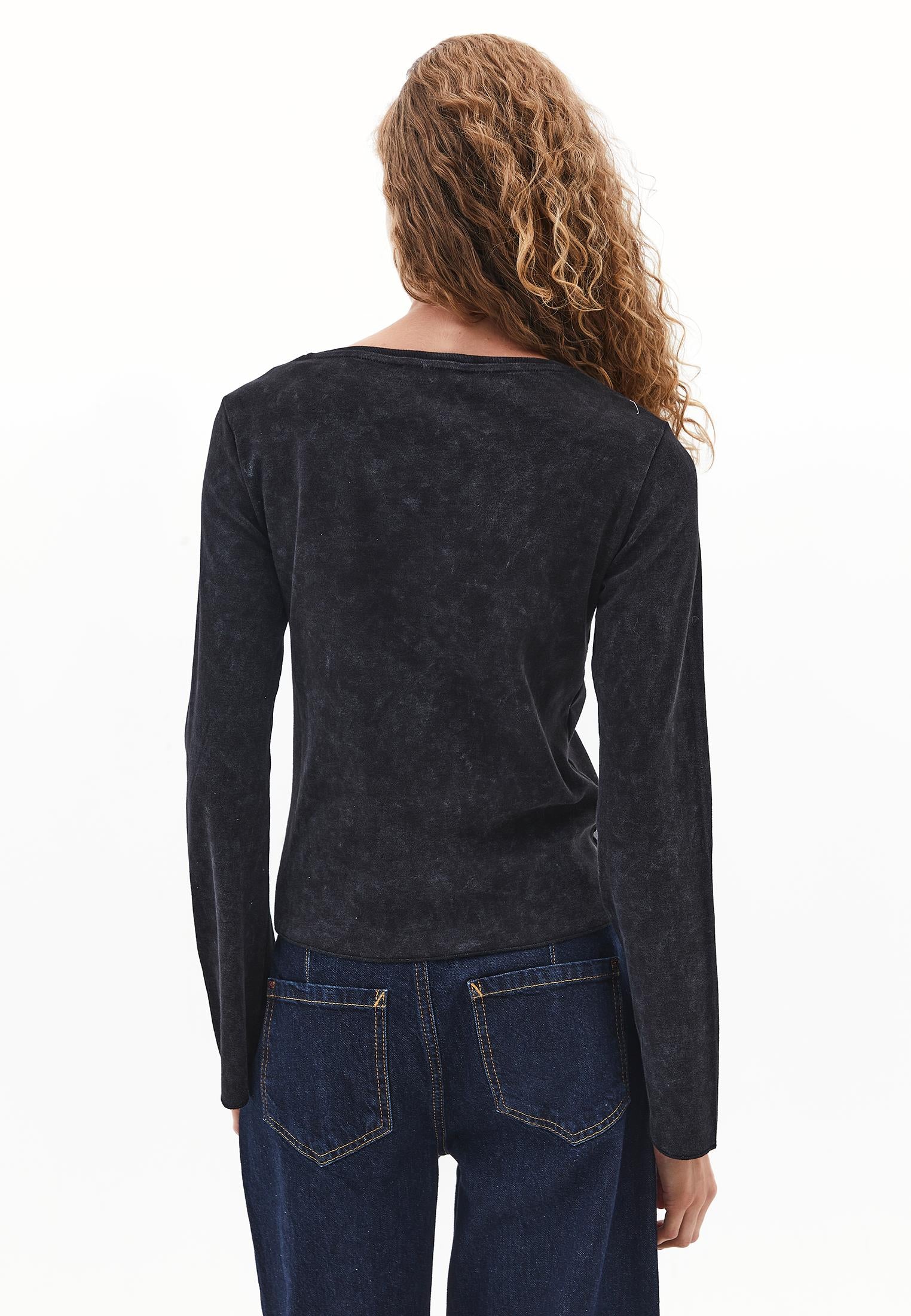 Long Sleeve Cotton T-Shirt - BLACK