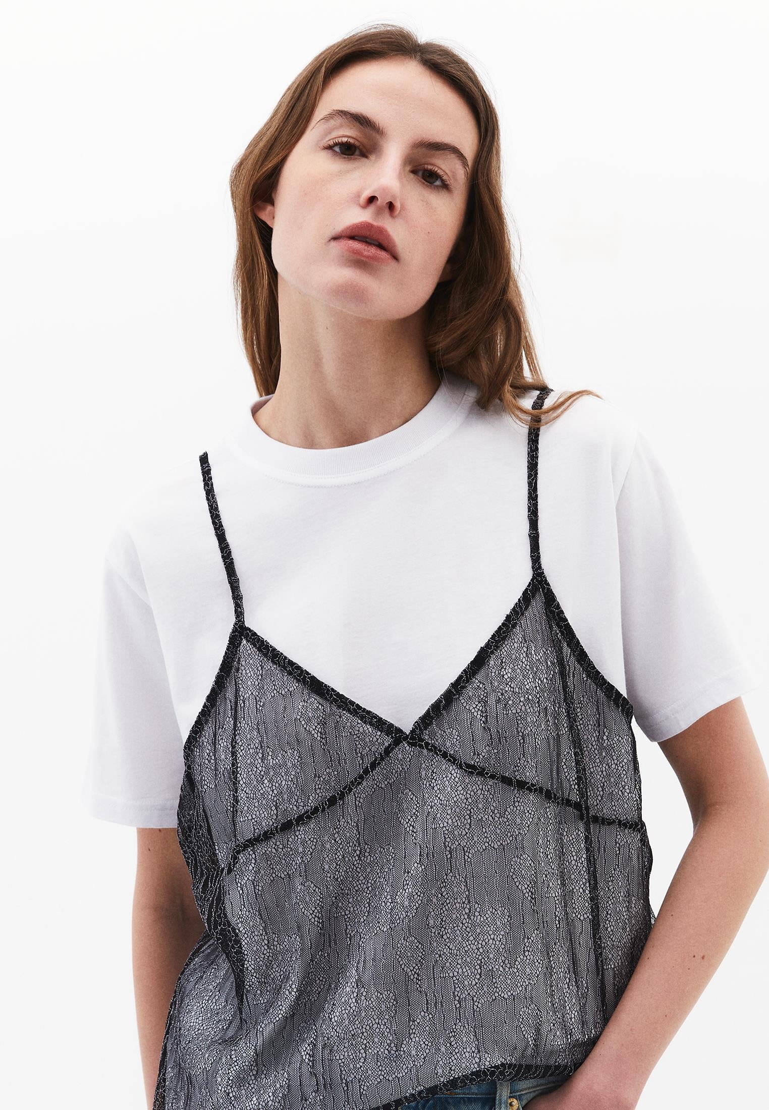 Oversize Crew Neck T-Shirt - WHITE/BLACK