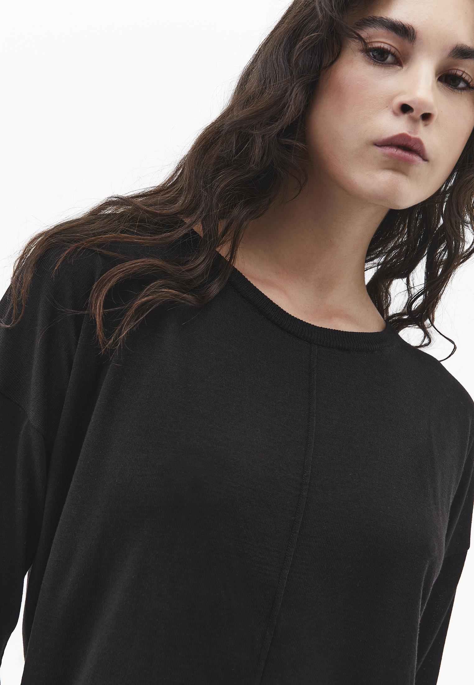 Viscose Boat Neck Sweater - BLACK