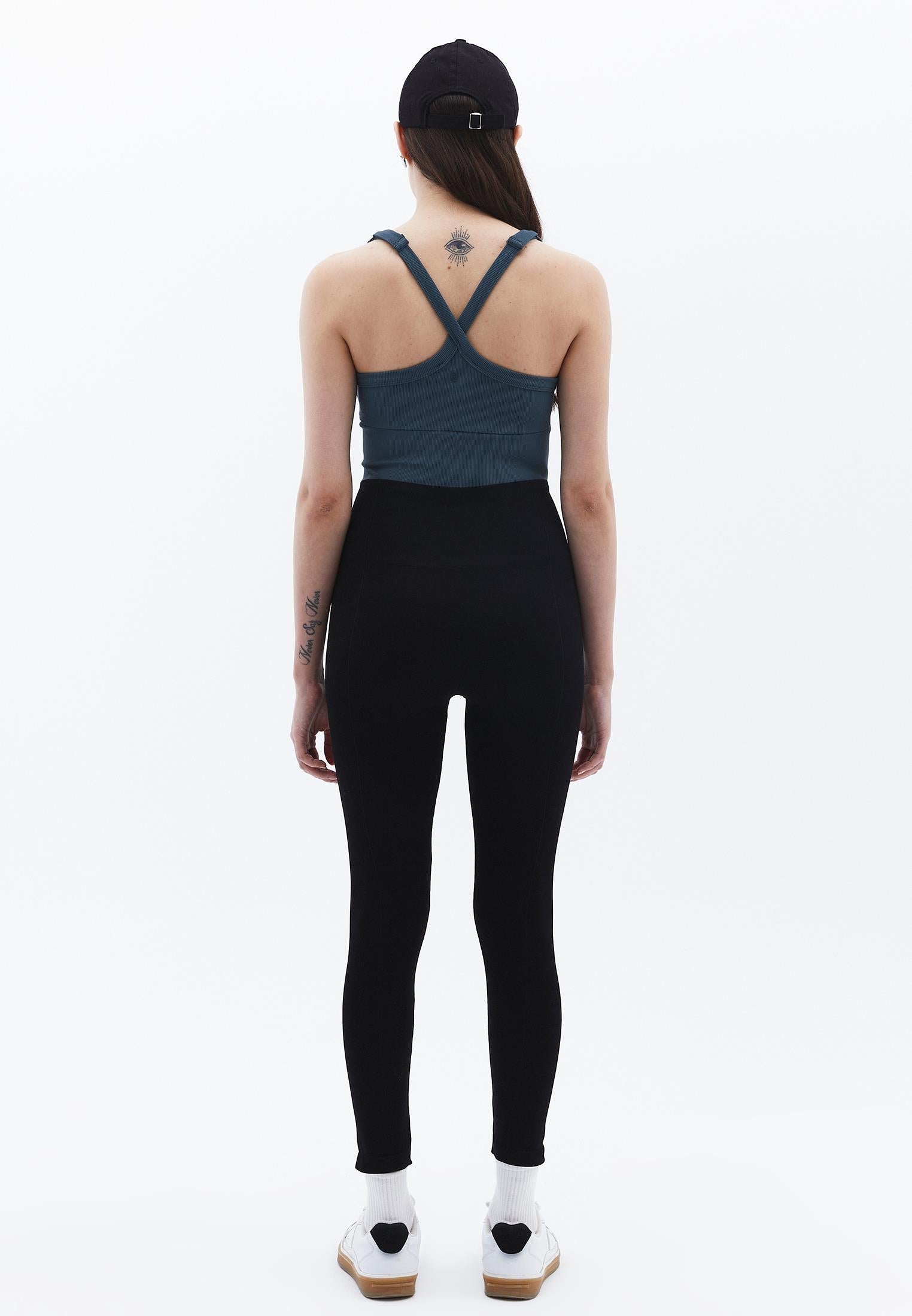 High Waist Elastic Leggings - BLACK