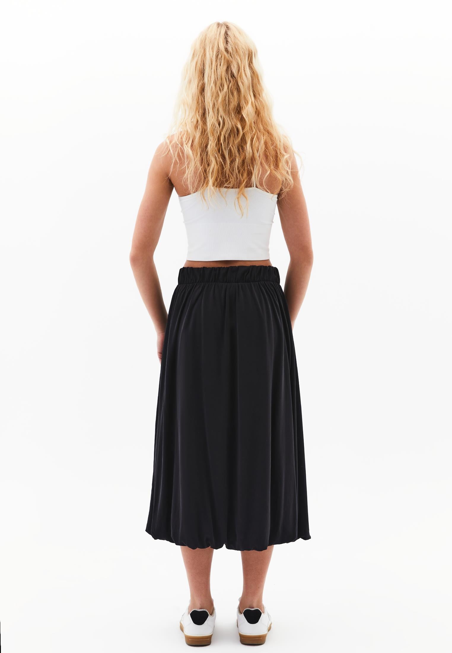 Balloon Form Midi Skirt - BLACK