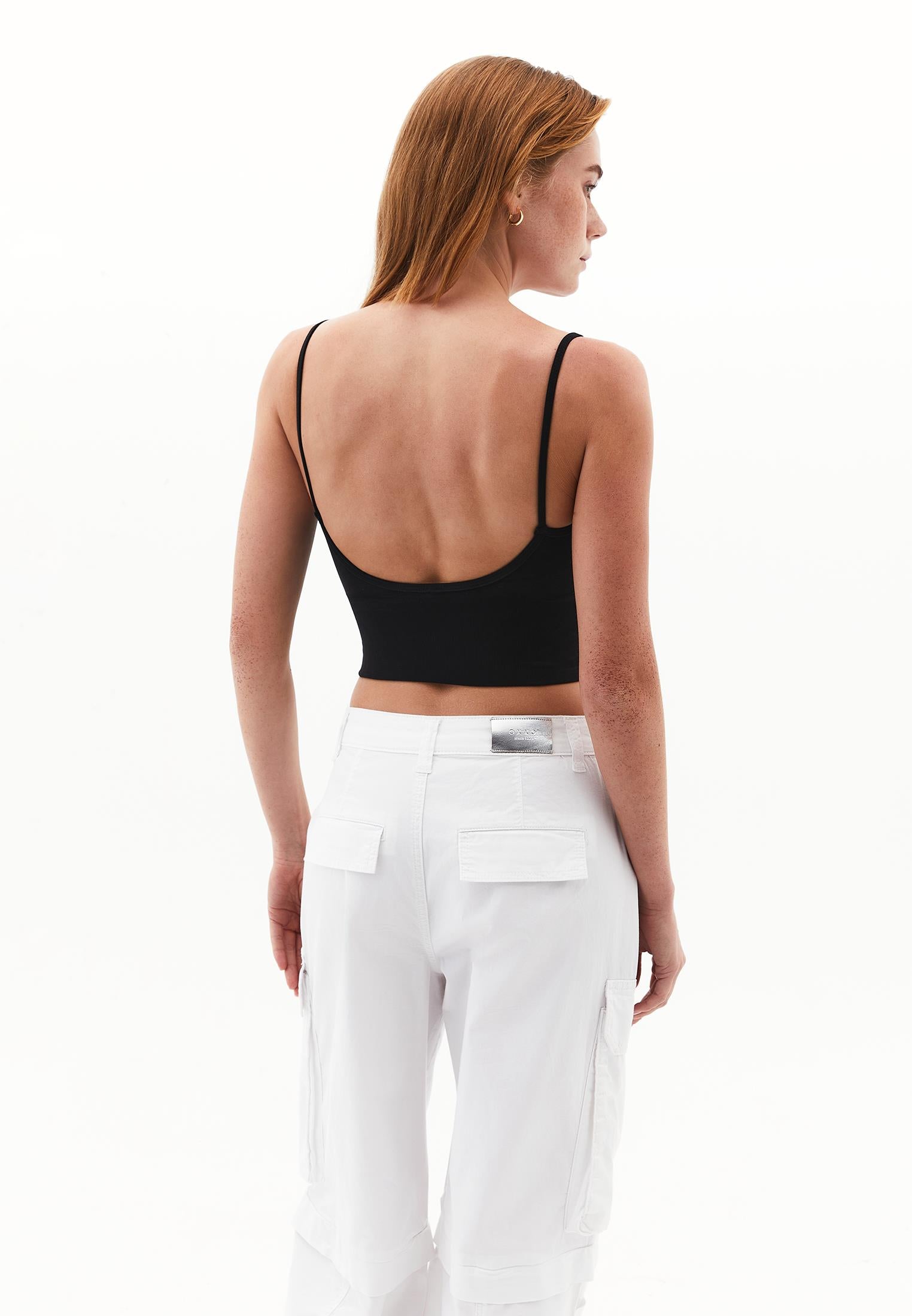 Seamless U Neck Crop Top - BLACK