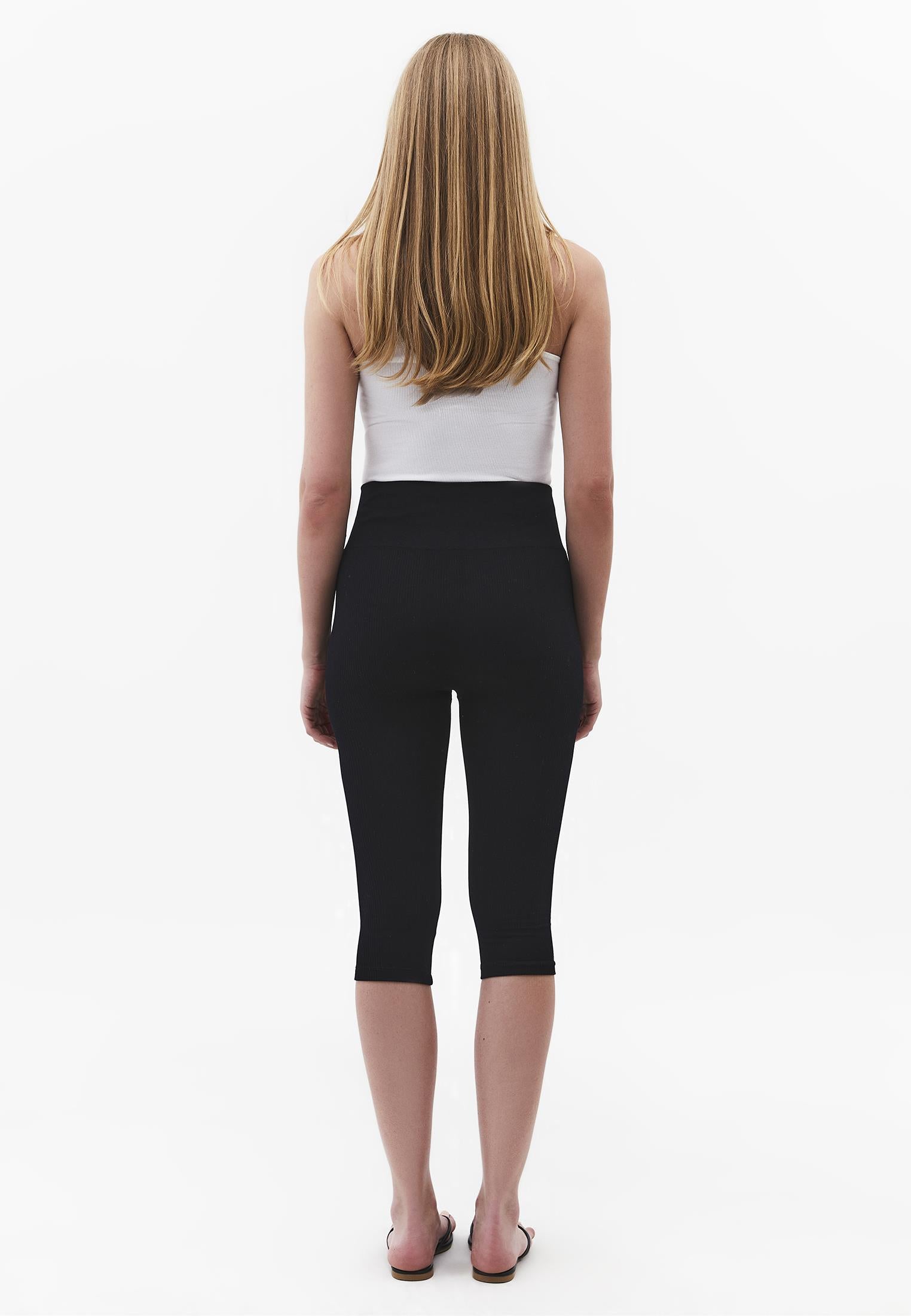 High Waist Capri Leggings - BLACK